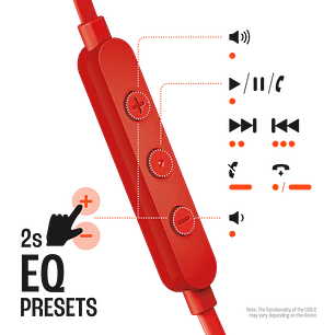 JBL Tune 310C USB-C, Audífonos Intraaurales Hi-Res, Pure Bass, Micrófono, Rojo