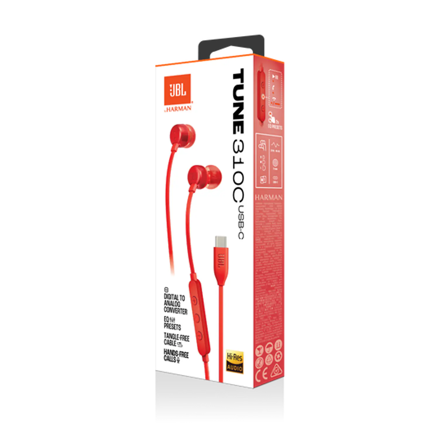 JBL Tune 310C USB-C, Audífonos Intraaurales Hi-Res, Pure Bass, Micrófono, Rojo 9