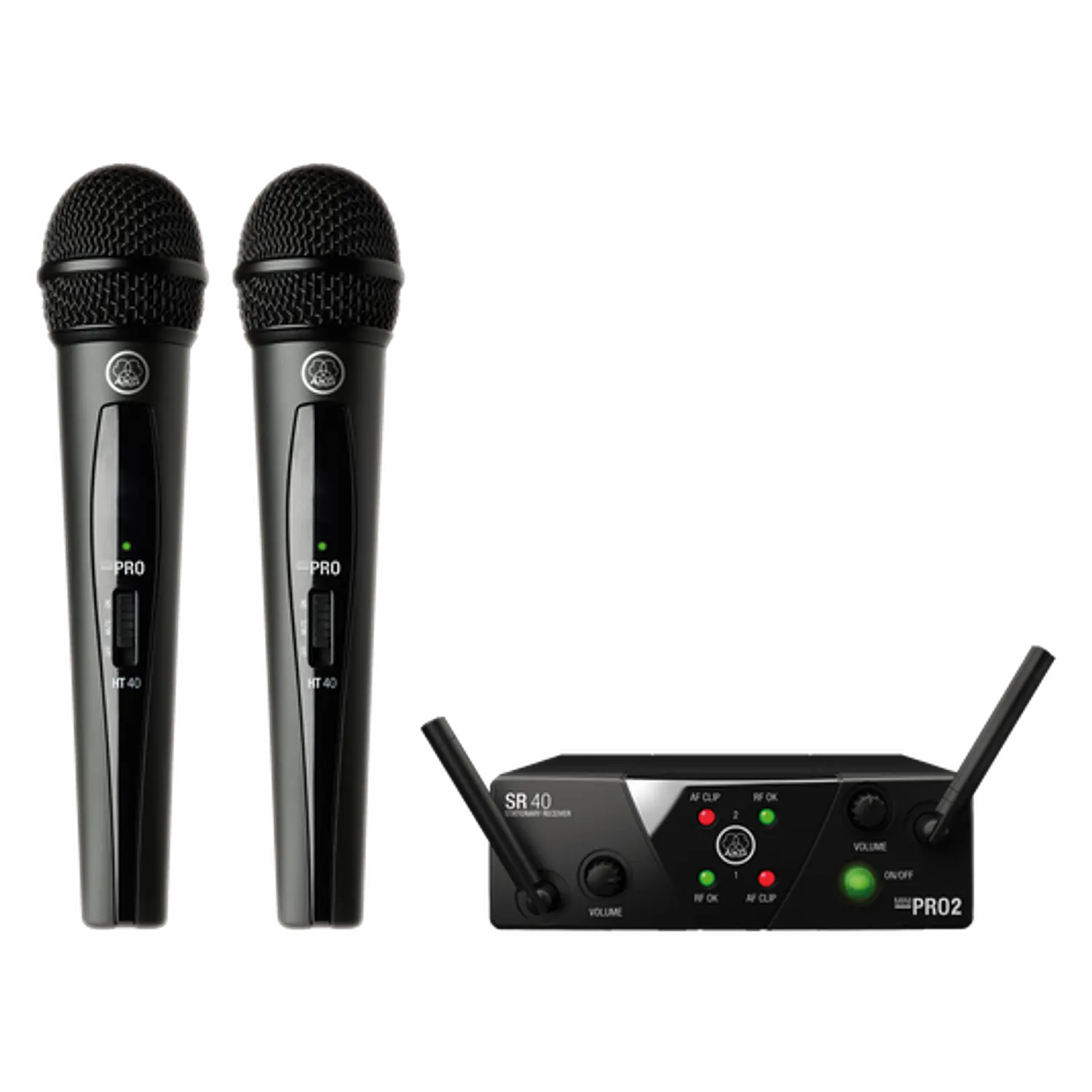AKG WMS40 Mini Dual Vocal Set US25A/C, Sistema Inalámbrico UHF Doble, 2 Micrófonos HT40 Mini