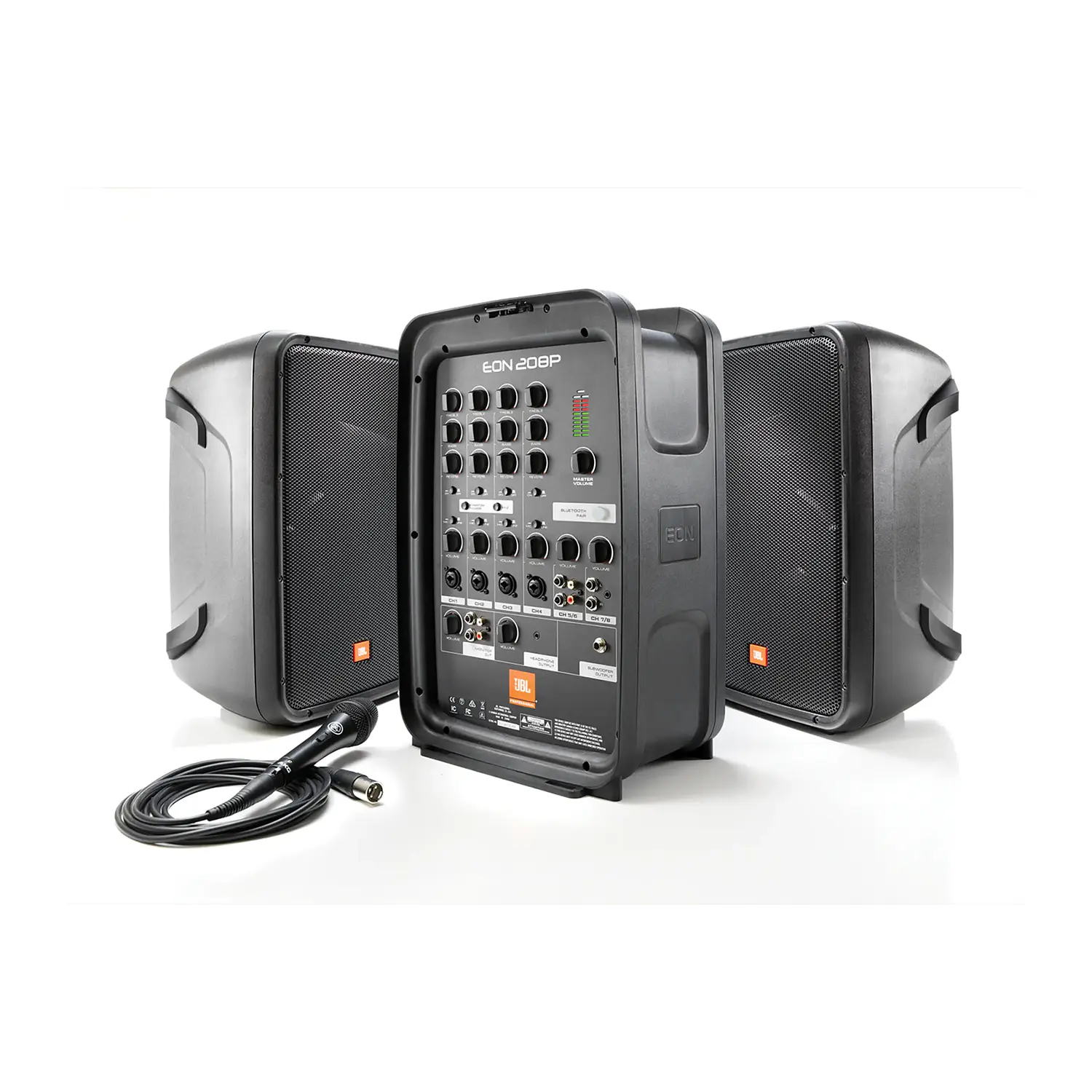 JBL Pro EON208P, Sistema PA Portátil 300W, 8 Canales, Bluetooth, 2 Parlantes 8