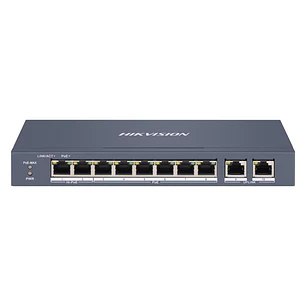 Hikvision DS-3E1310HP-EI, Switch PoE 8 Puertos Fast Ethernet, 2 Uplink Gigabit, 110W, Hi-PoE 90W