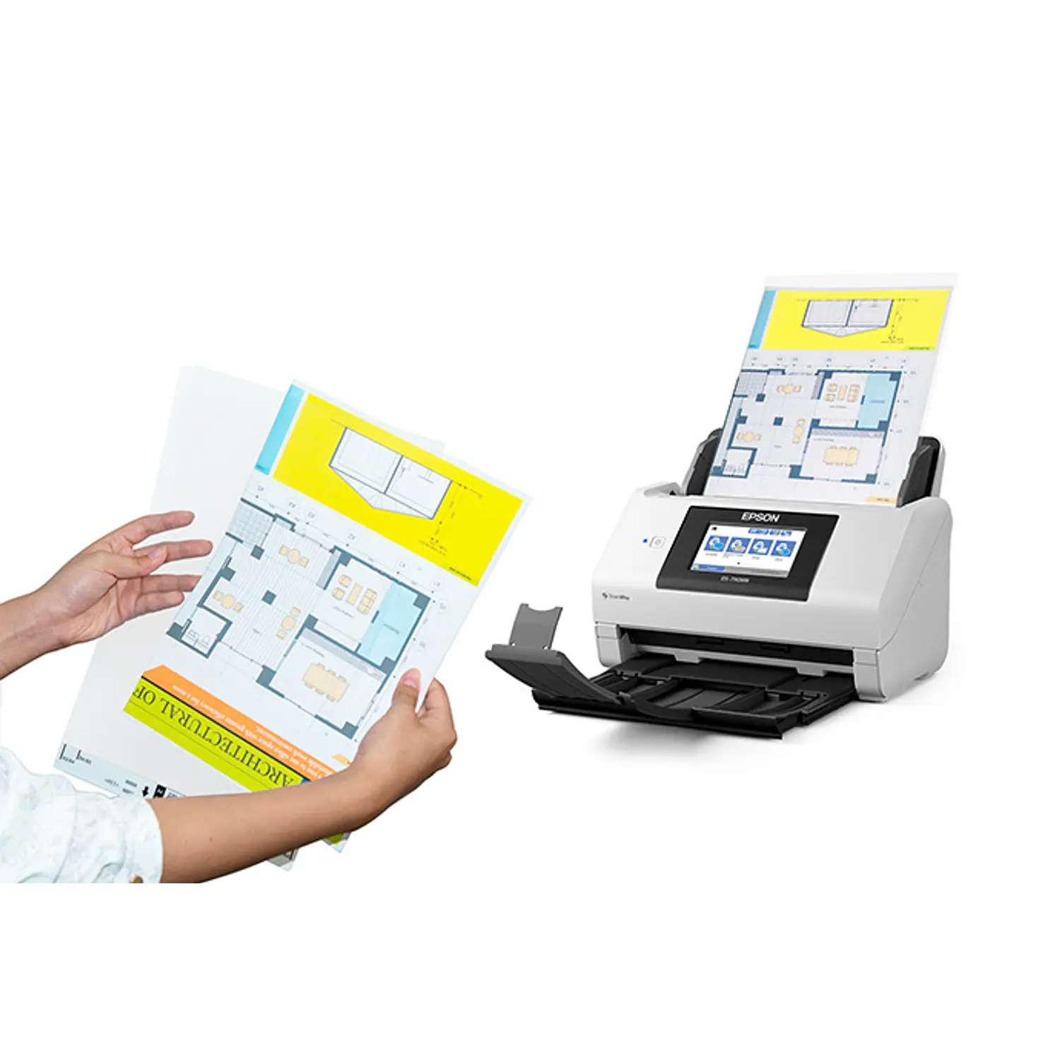 Epson DS-790WN, Escáner Dúplex, 45ppm, 90ipm, ADF 100 Hojas, Wi-Fi, LAN, Pantalla 4.3