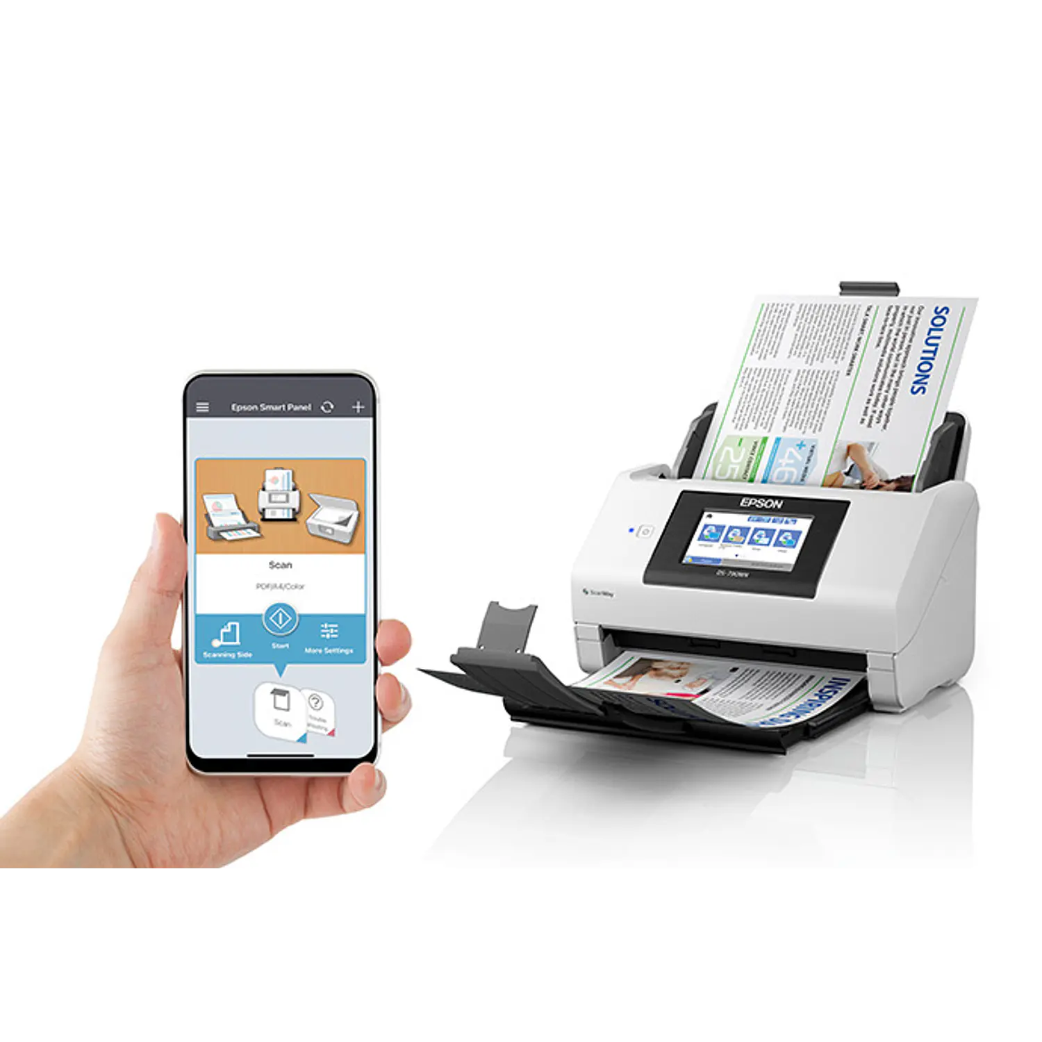 Epson DS-790WN, Escáner Dúplex, 45ppm, 90ipm, ADF 100 Hojas, Wi-Fi, LAN, Pantalla 4.3
