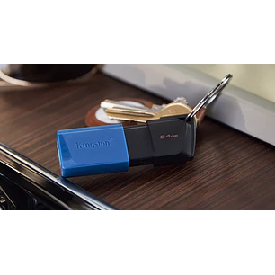 Kingston DataTraveler Exodia M, Pendrive 64GB, USB-A, USB 3.2 Gen 1, Tapa Móvil, Negro, Azul