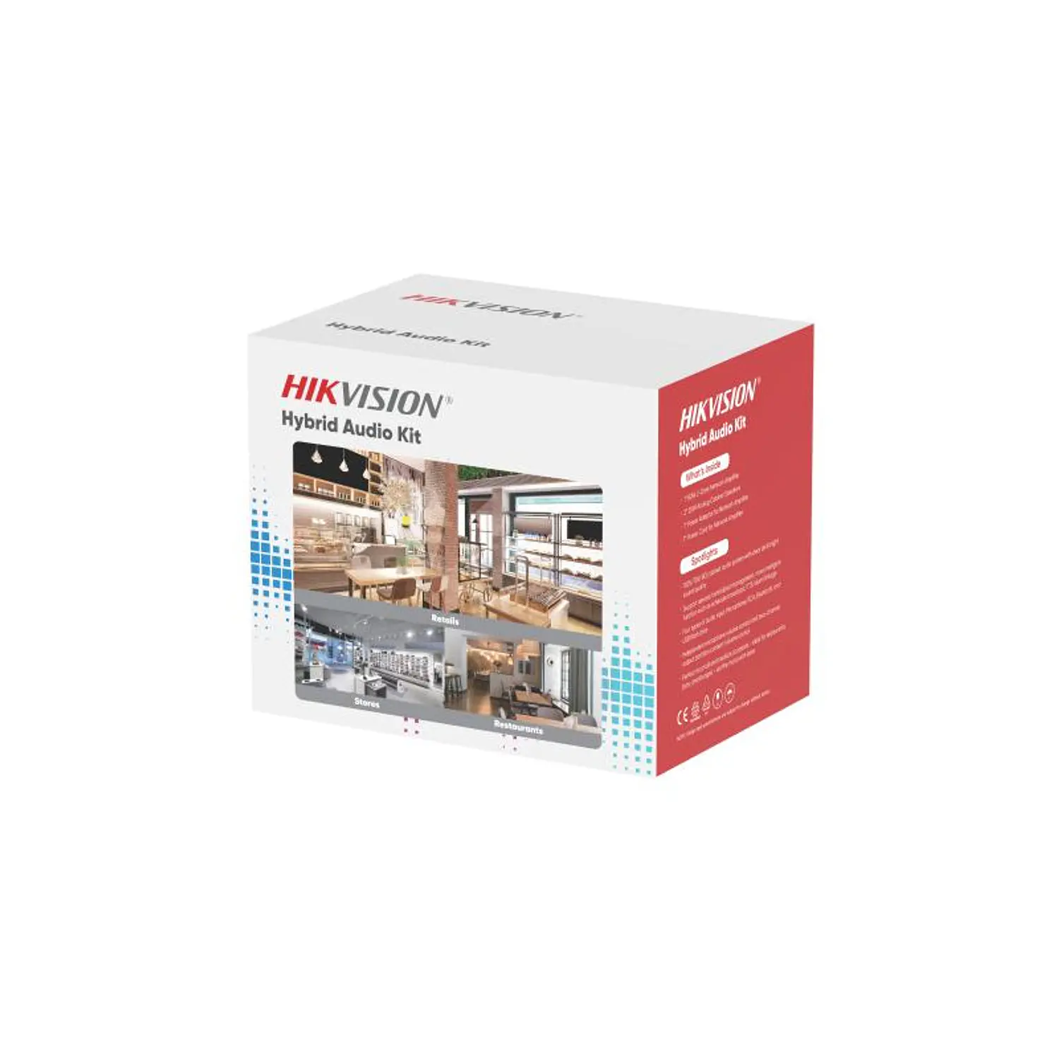 Hikvision DS-QAE1KA80120-2, Kit Audio Híbrido, Amplificador de Red 80W, 2 Parlantes 20W, 2 Zonas 5