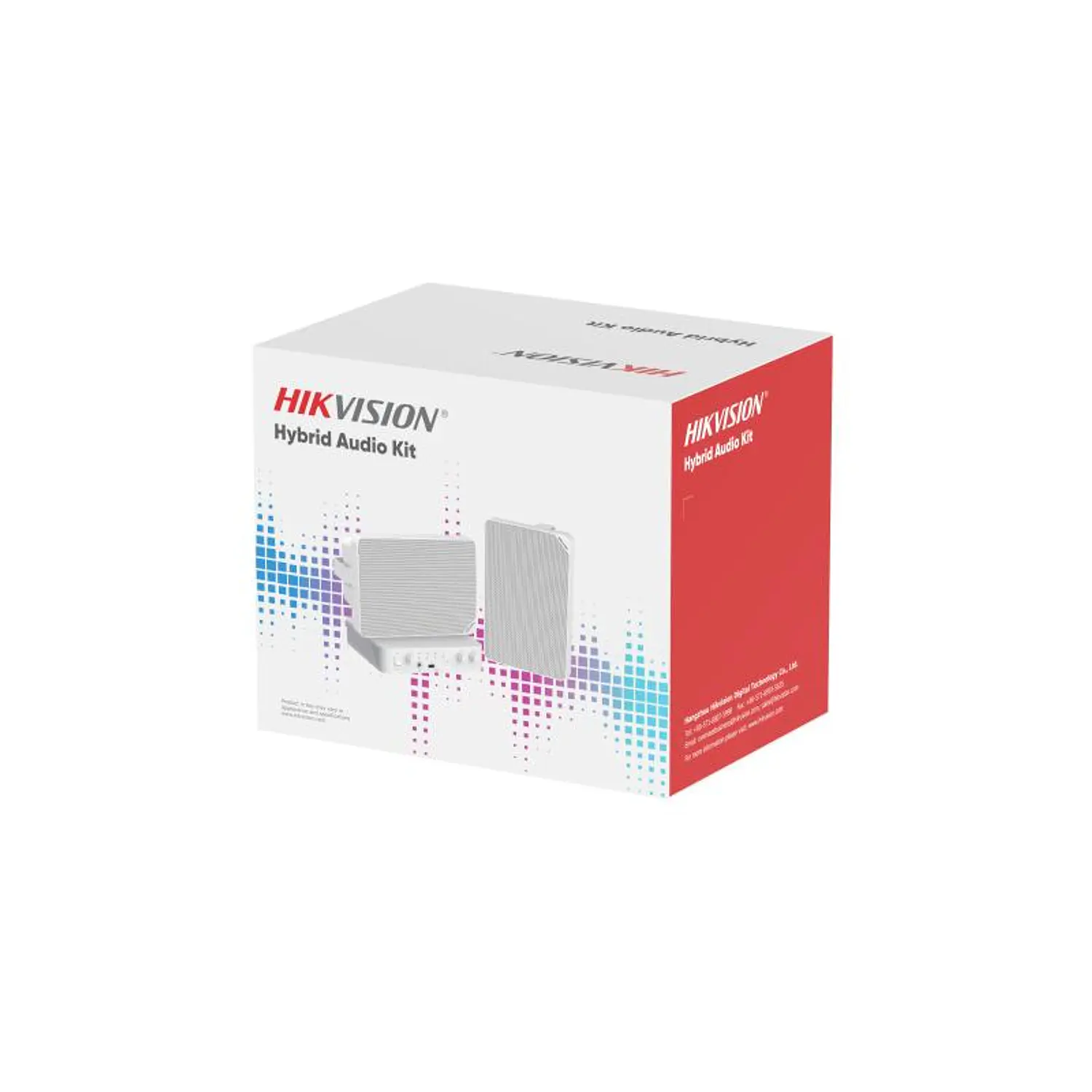 Hikvision DS-QAE1KA80120-2, Kit Audio Híbrido, Amplificador de Red 80W, 2 Parlantes 20W, 2 Zonas 4