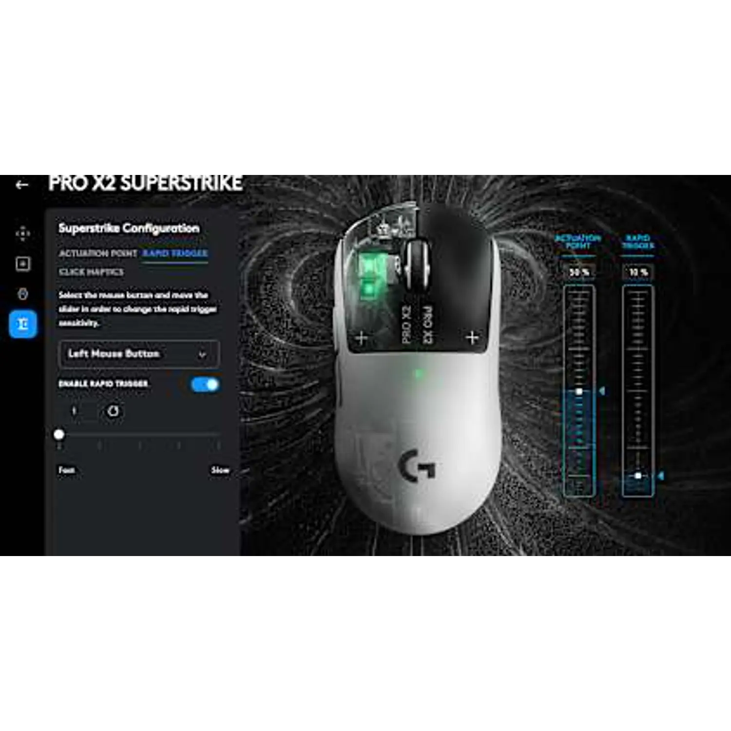Logitech G PRO X2 SUPERSTRIKE, Mouse Gamer Inalámbrico, HERO 2, 44000 DPI, 8000Hz, Eclipse Lunar 8