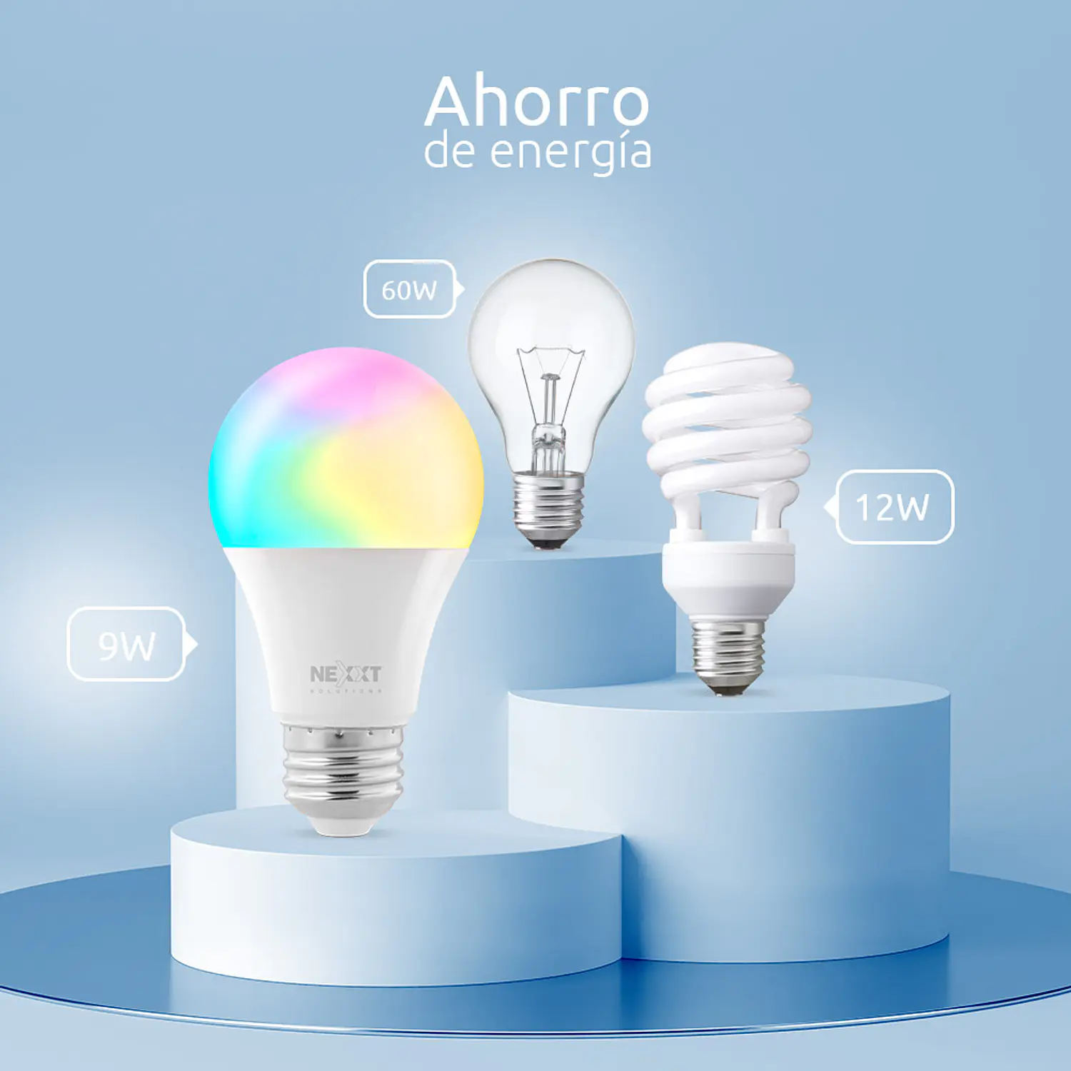 Nexxt Home NHB-C120M Ampolleta LED Inteligente WiFi RGB 9W 800lm, 220V, Matter, E26/E27 2