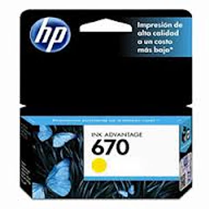 HP 670 CZ116AL Cartucho de Tinta Amarillo Original, 4ml, 300 Páginas