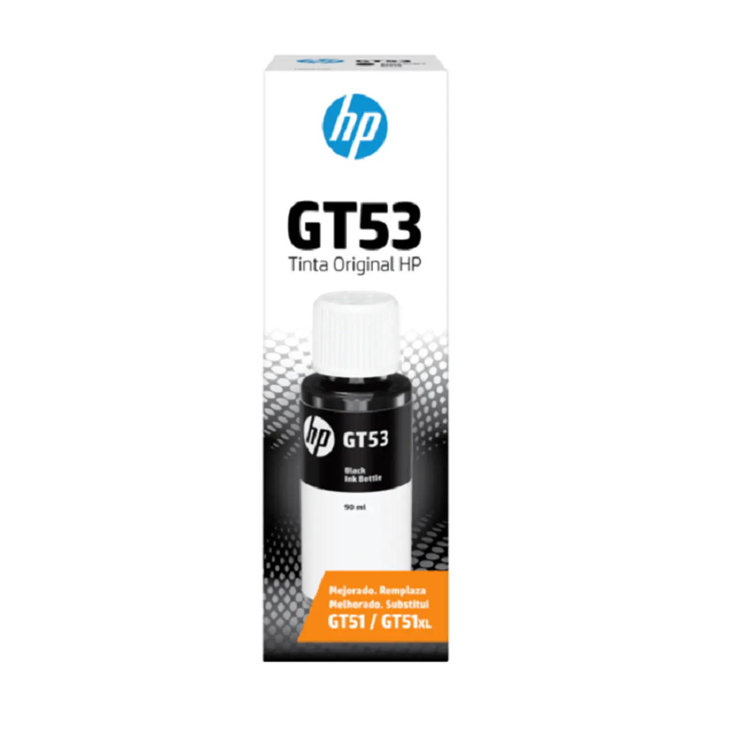 HP GT53 1VV22AL Botella de Tinta Negra Original, 90ml, 4.000 Páginas