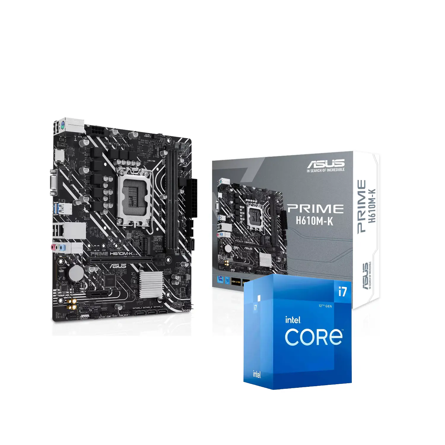 ASUS PRIME H610M-K + Intel Core i7-12700, Kit Placa Madre DDR5 LGA1700, 12 Núcleos, Hasta 4.9GHz 1