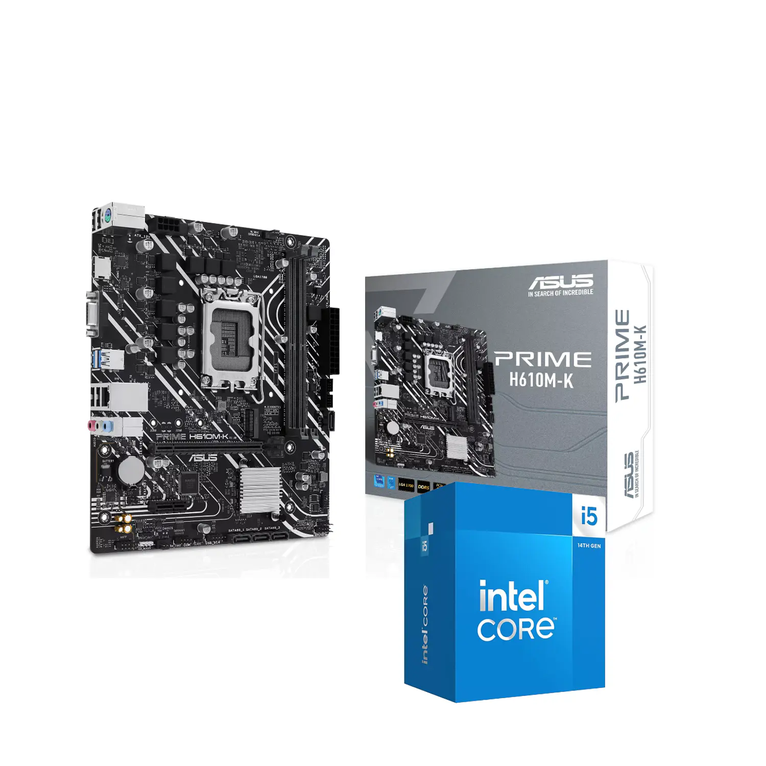 ASUS PRIME H610M-K + Intel Core i5-14400, Kit Placa Madre DDR5 LGA1700, 10 Núcleos, Hasta 4.7GHz 1