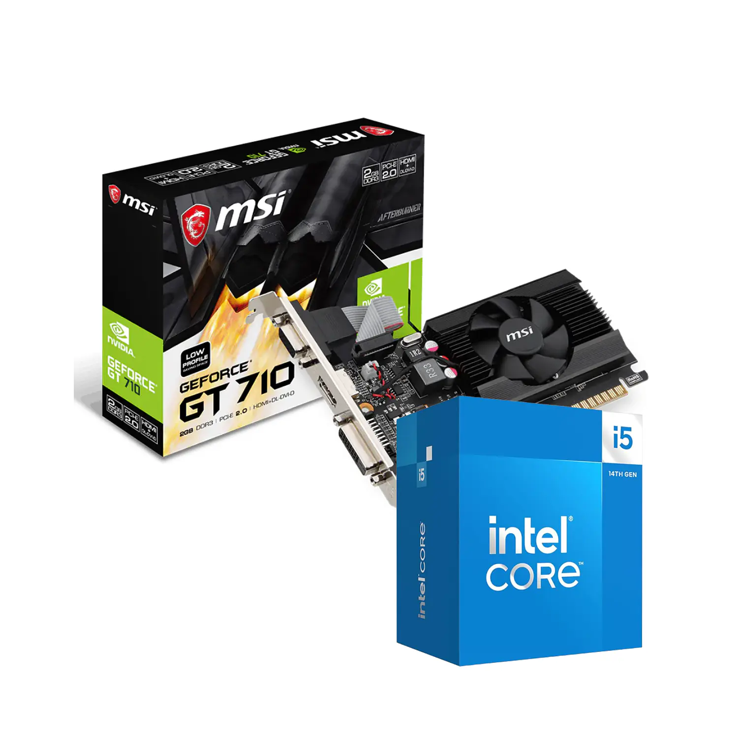 MSI GeForce GT 710 + Intel Core i5-14400, Kit Tarjeta de Video + Procesador, 10 Núcleos, Hasta 4.7GHz 1