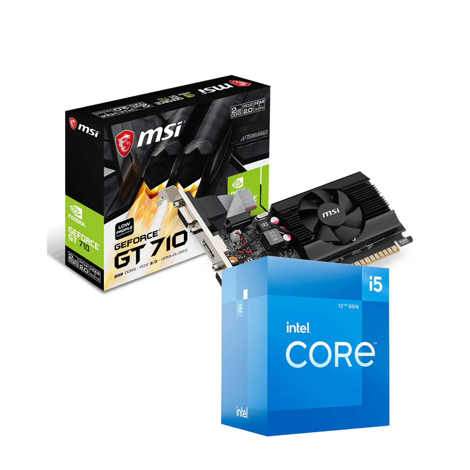 MSI GeForce GT 710 + Intel Core i5-12400, Kit Tarjeta de Video + Procesador, 6 Núcleos, Hasta 4.4GHz 1