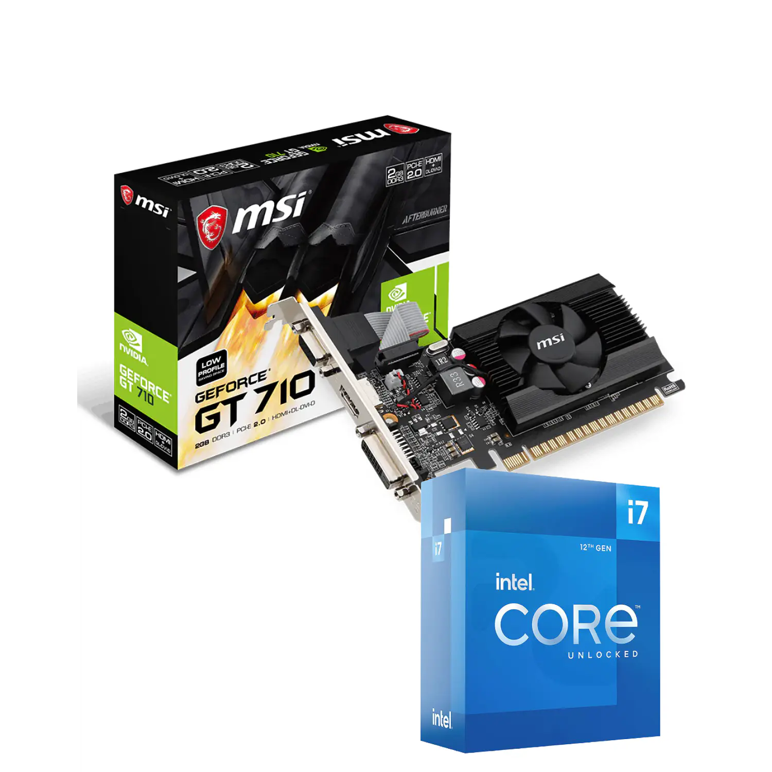 MSI GeForce GT 710 + Intel Core i7-12700, Kit Tarjeta de Video + Procesador, 12 Núcleos, Hasta 4.9GHz 1