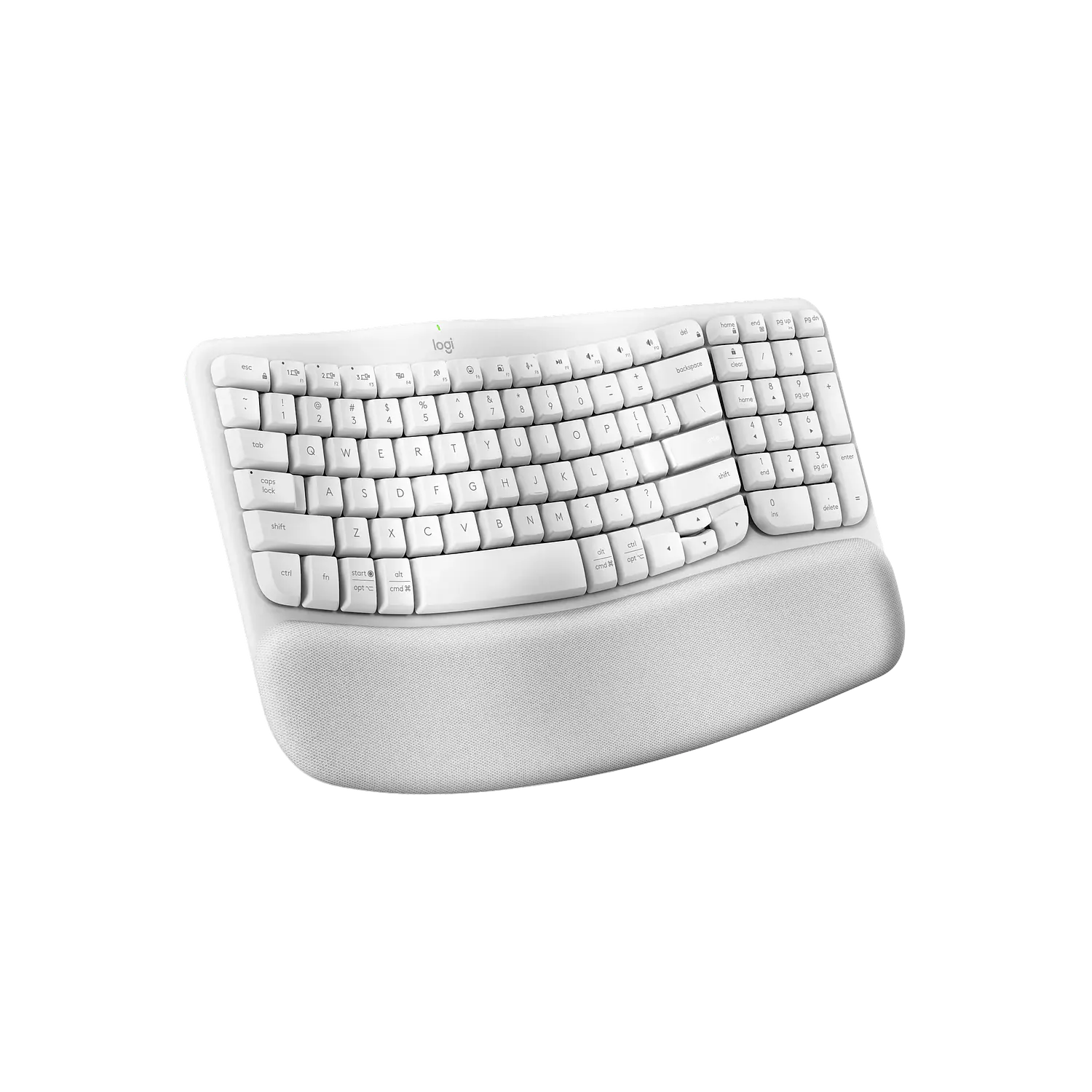 Logitech Wave Keys Teclado Ergonómico Inalámbrico, Bluetooth, Logi Bolt, Español, Reposamanos, Blanco 1