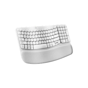 Logitech Wave Keys Teclado Ergonómico Inalámbrico, Bluetooth, Español, Reposamanos, Blanco