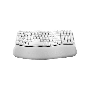 Logitech Wave Keys Teclado Ergonómico Inalámbrico, Bluetooth, Español, Reposamanos, Blanco