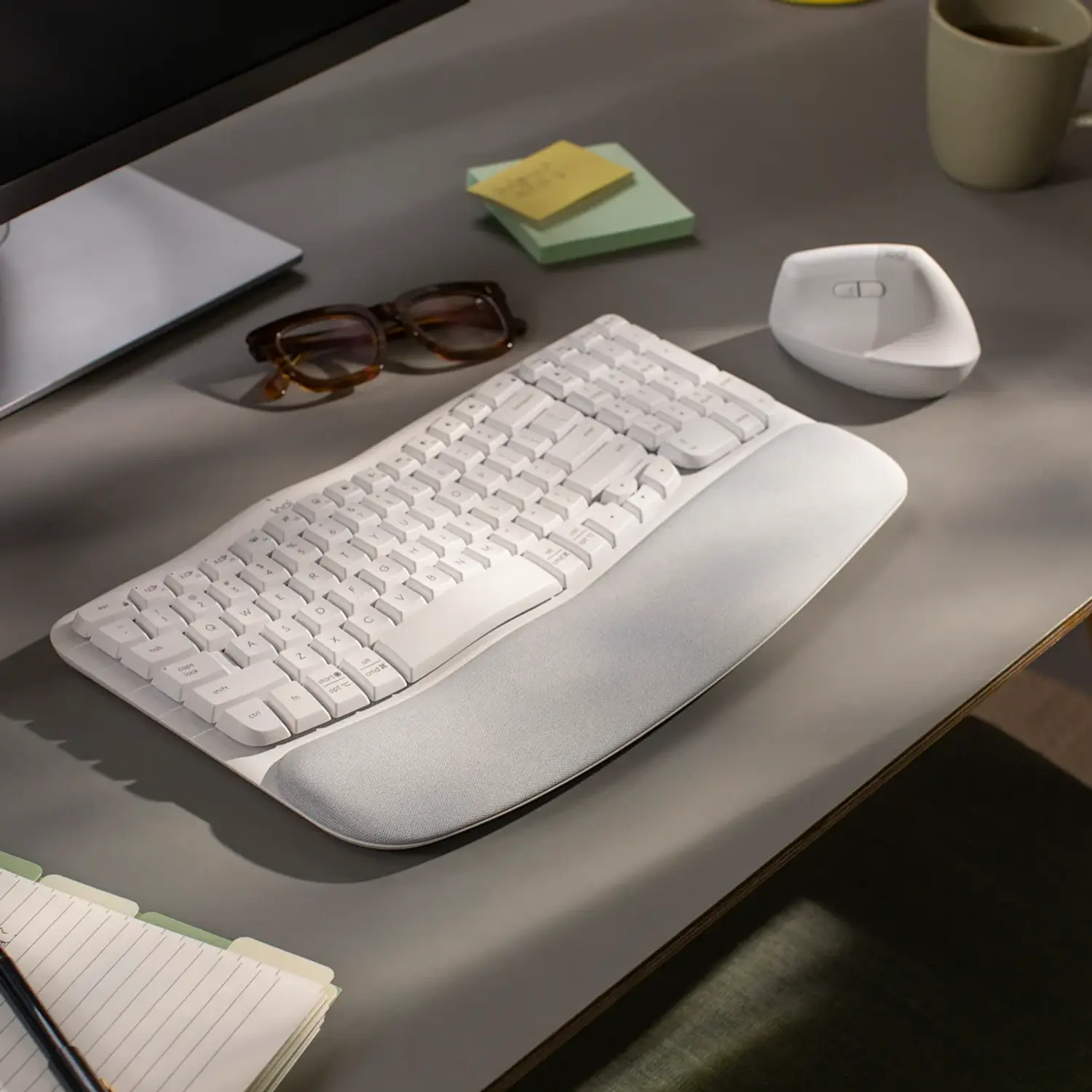 Logitech Wave Keys Teclado Ergonómico Inalámbrico, Bluetooth, Logi Bolt, Español, Reposamanos, Blanco 6