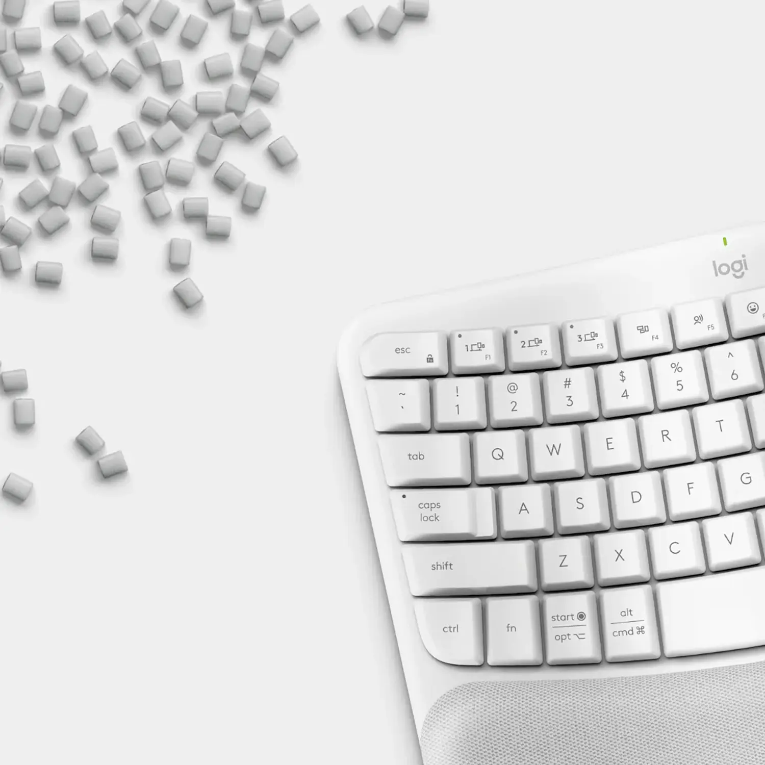 Logitech Wave Keys Teclado Ergonómico Inalámbrico, Bluetooth, Logi Bolt, Español, Reposamanos, Blanco 9