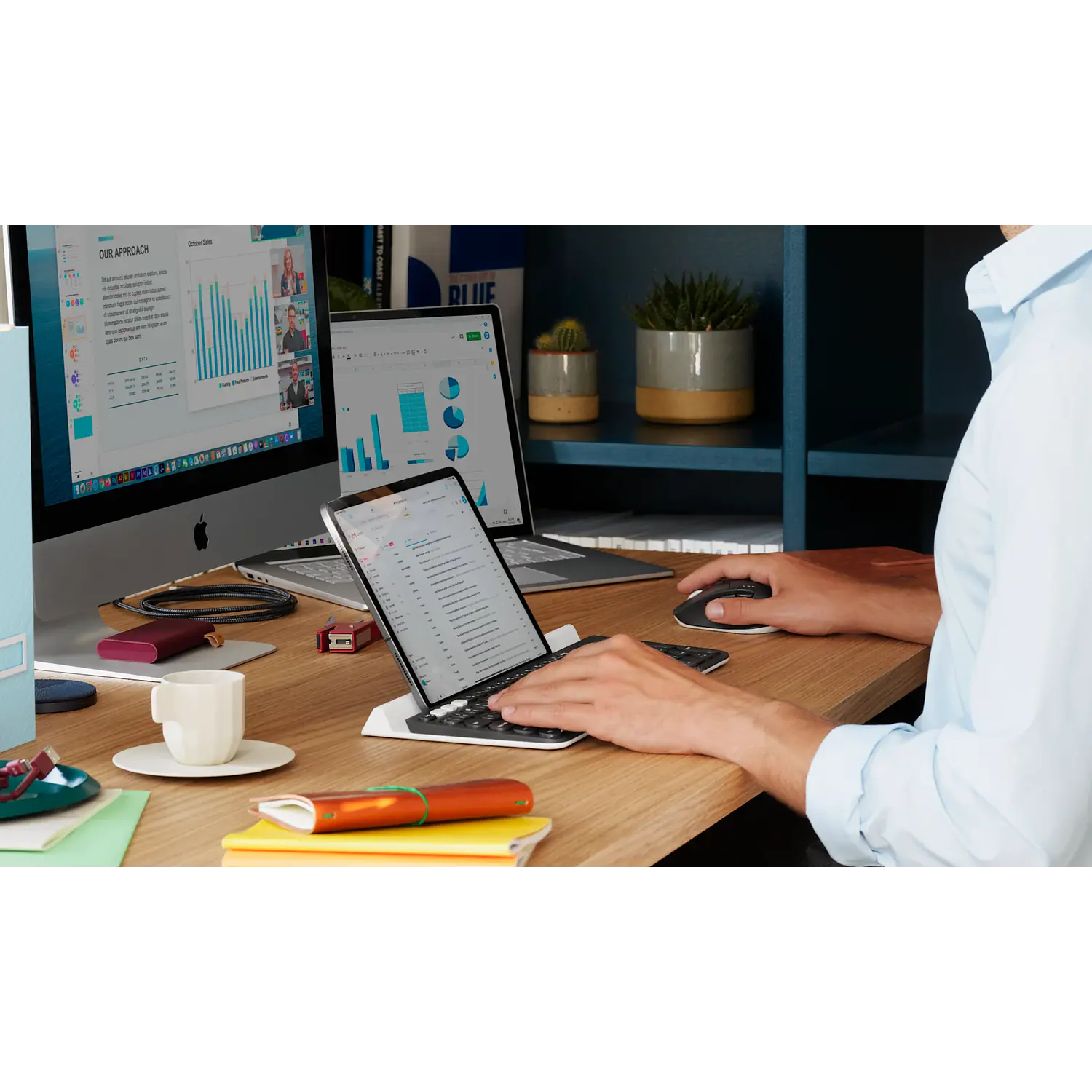 Logitech K780 Multi-Device Teclado Inalámbrico, Bluetooth, USB Unifying 2.4GHz, Easy-Switch, Español, Negro/Blanco 8
