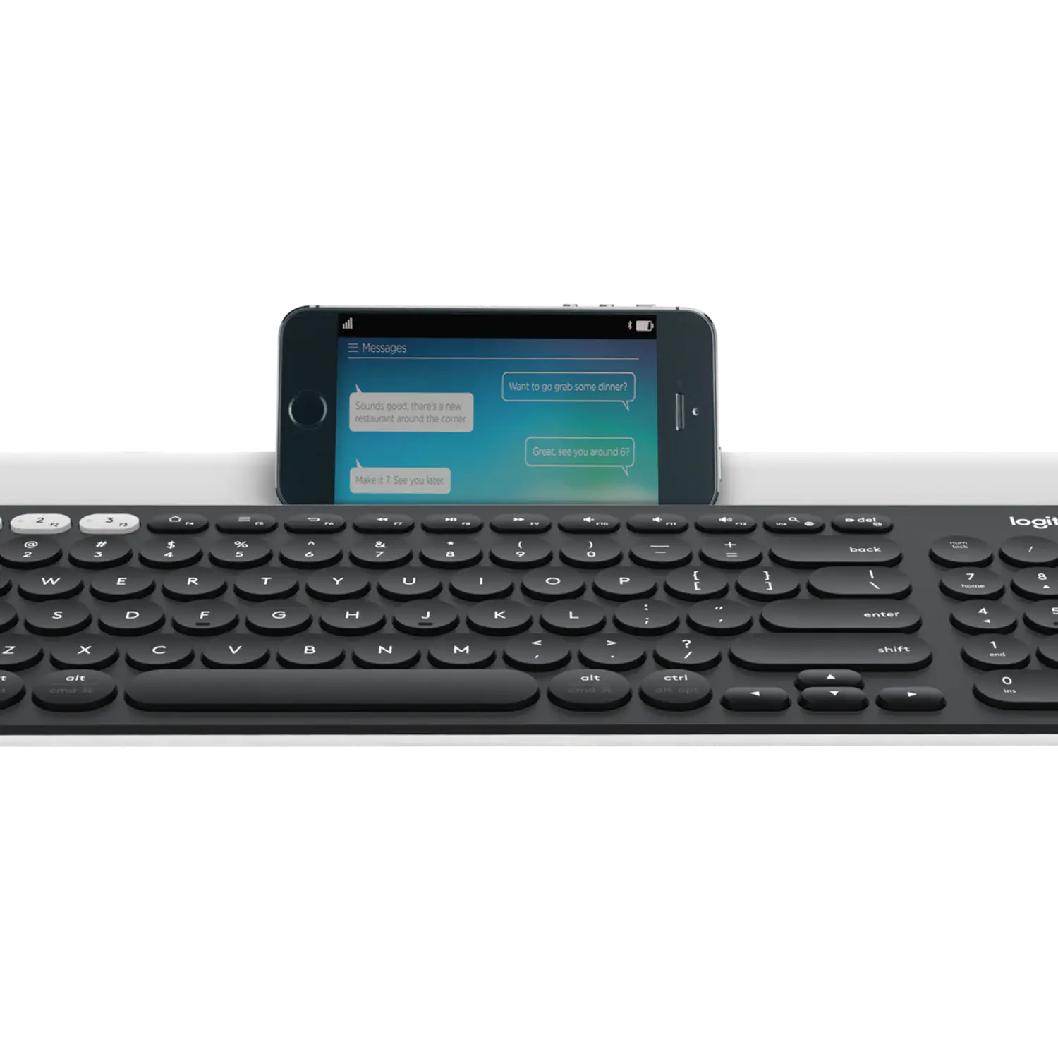 Logitech K780 Multi-Device Teclado Inalámbrico, Bluetooth, USB Unifying 2.4GHz, Easy-Switch, Español, Negro/Blanco 6