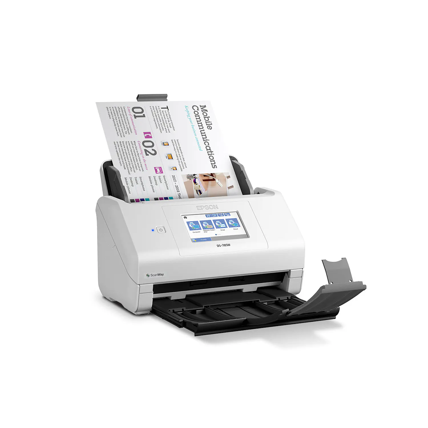 Epson DS-785W Escáner Documental Inalámbrico A4, Dúplex 45ppm/90ipm, ADF 100 Hojas, WiFi, USB, LCD 4.3