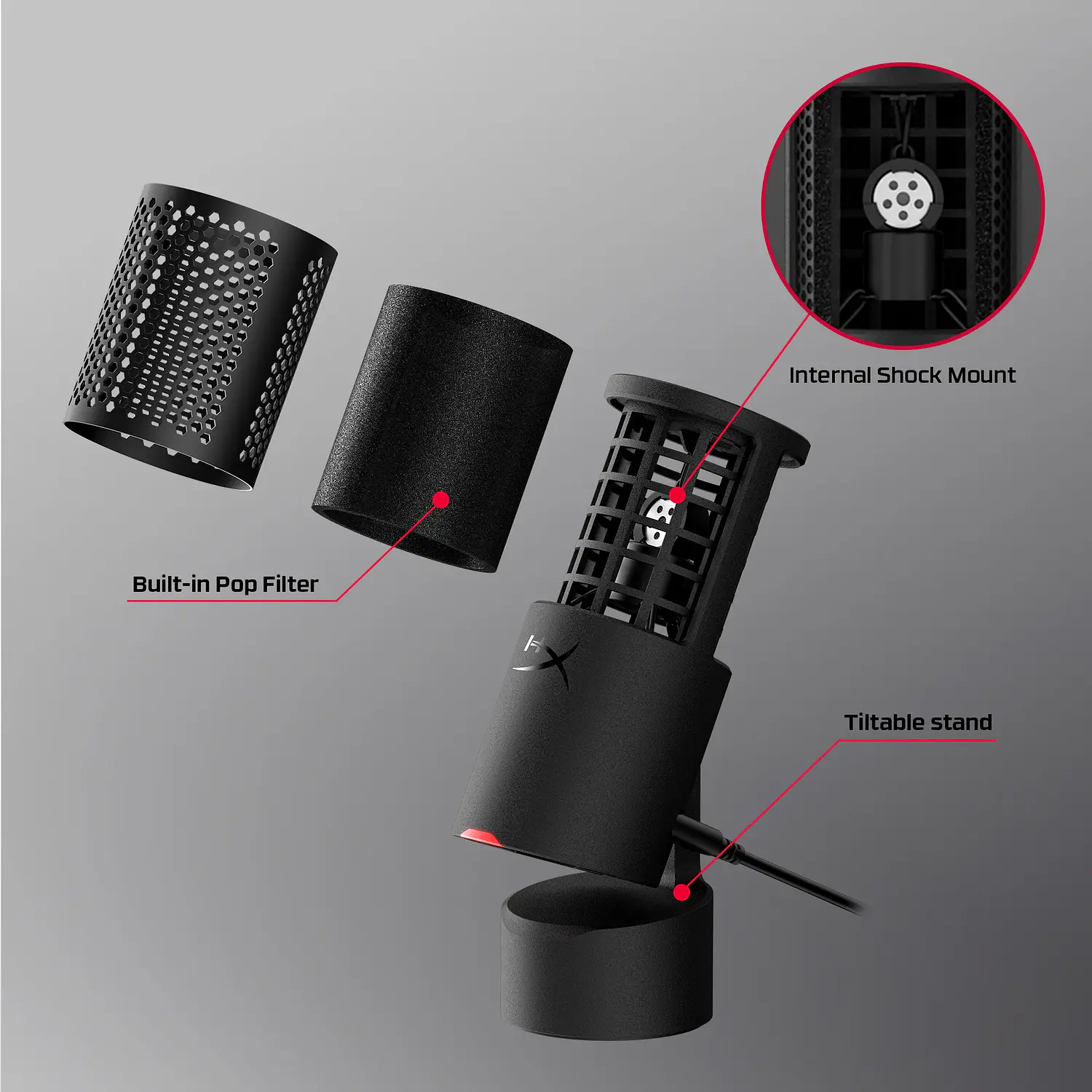 HyperX SoloCast 2 AR0A0AA, Micrófono USB Gaming, 24-bit/96kHz, Cardioide, Tap-to-Mute, Negro 13