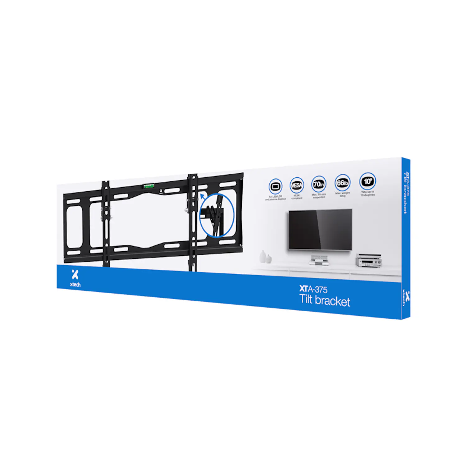 Xtech XTA-375 Soporte Inclinable para TV 32-70, VESA 600x400, 30kg, Inclinación 10°, Negro 2