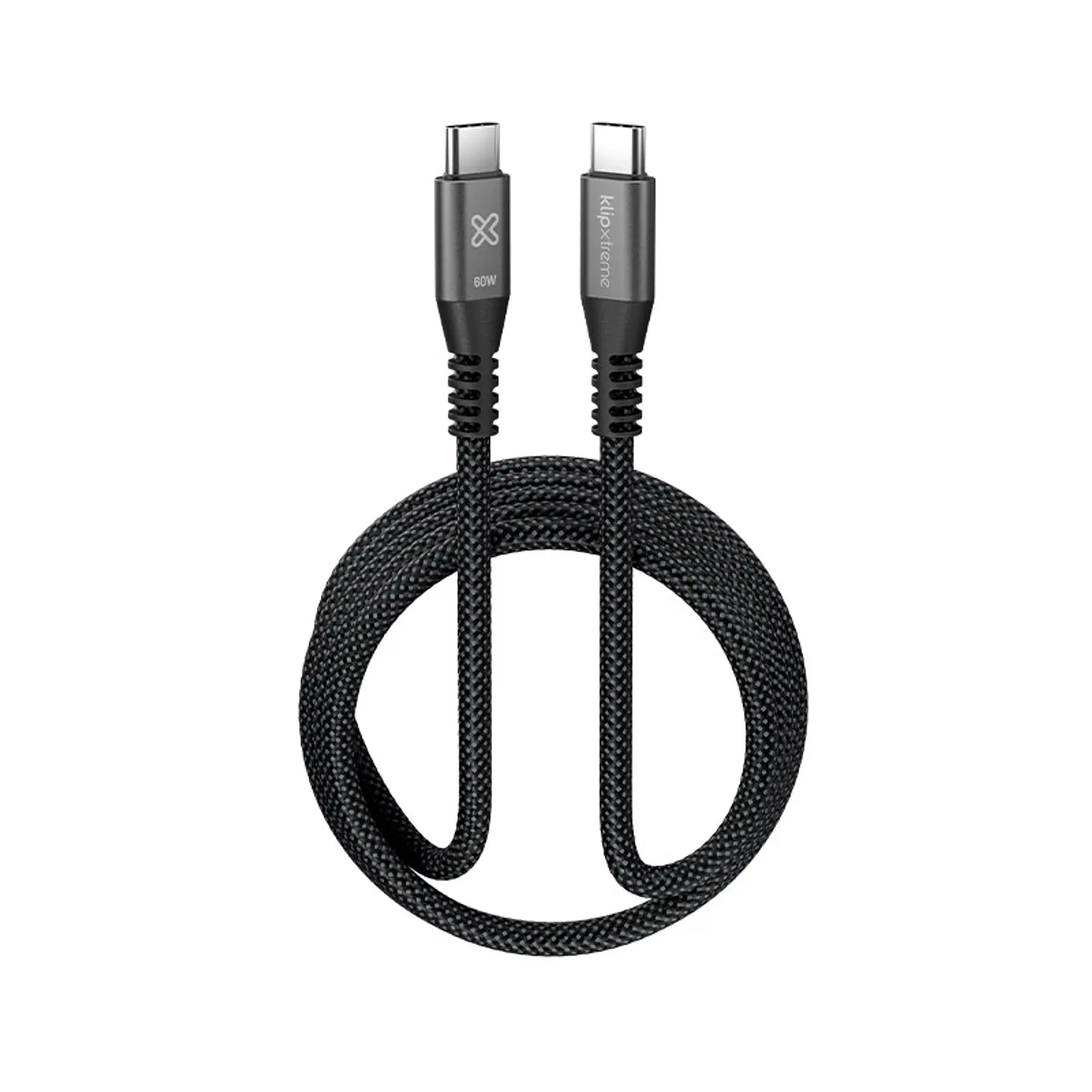Klip Xtreme PowerGo 250 KAC-250-6FT, Cable USB-C a USB-C 1.8m, 60W, 480Mbps, Trenzado, Negro 1