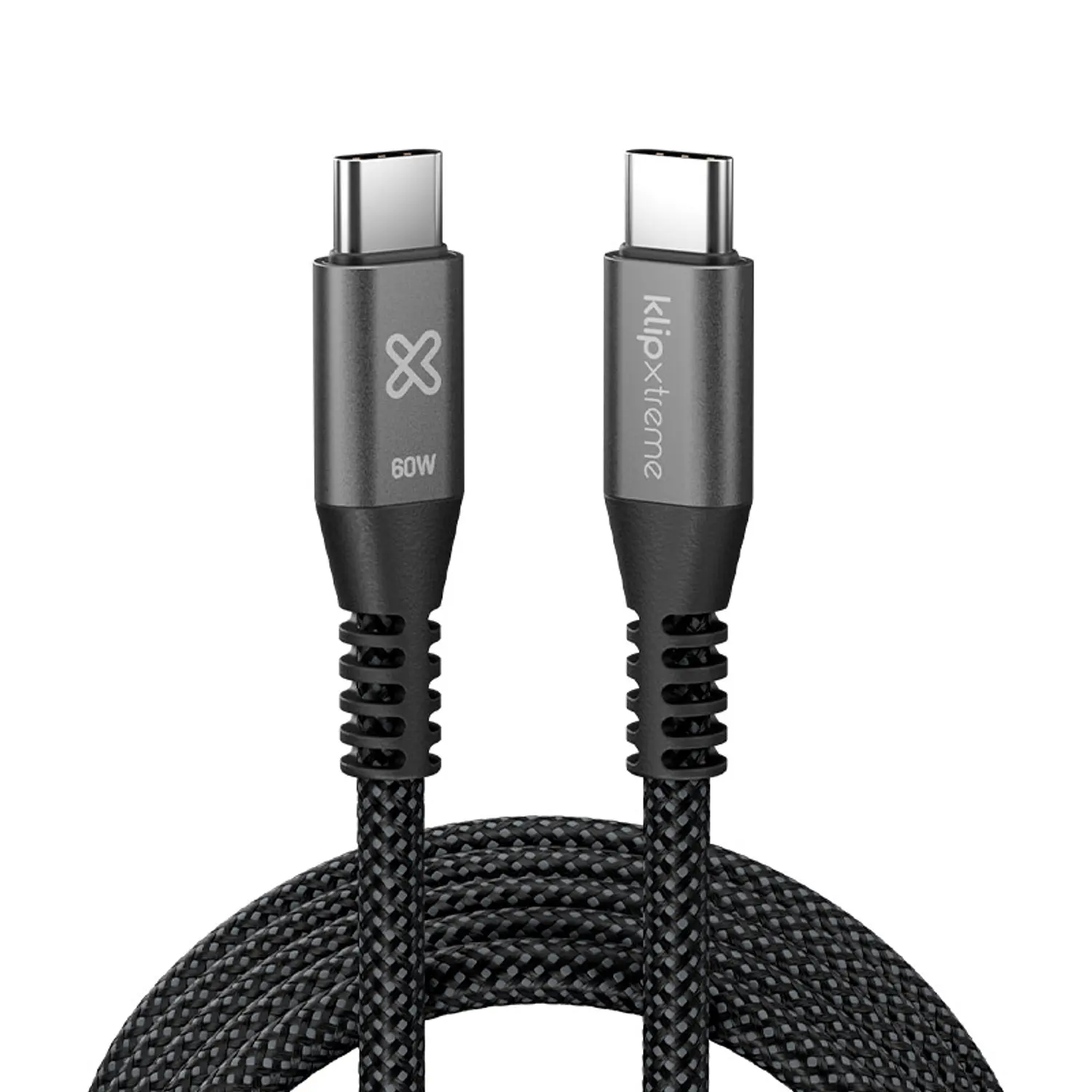 Klip Xtreme PowerGo 250 KAC-250-6FT, Cable USB-C a USB-C 1.8m, 60W, 480Mbps, Trenzado, Negro 2