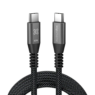 Klip Xtreme PowerGo 250 KAC-250-6FT, Cable USB-C a USB-C 1.8m, 60W, 480Mbps, Trenzado, Negro