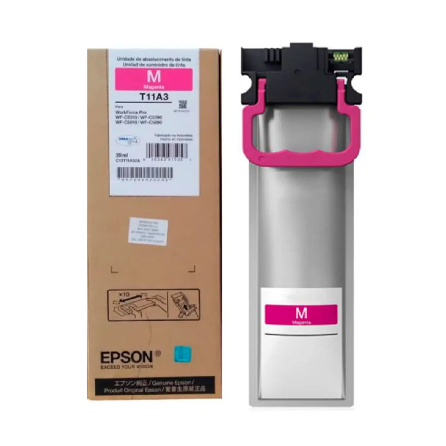 Epson T11A320-AL, Bolsa Tinta Magenta Original, 39ml, 5.000 Páginas, DURABrite Ultra, WorkForce Pro 2