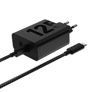 Motorola TurboPower 125W Duo, Cargador GaN 2x USB-C, Carga Rápida, Cable 2 m, Negro