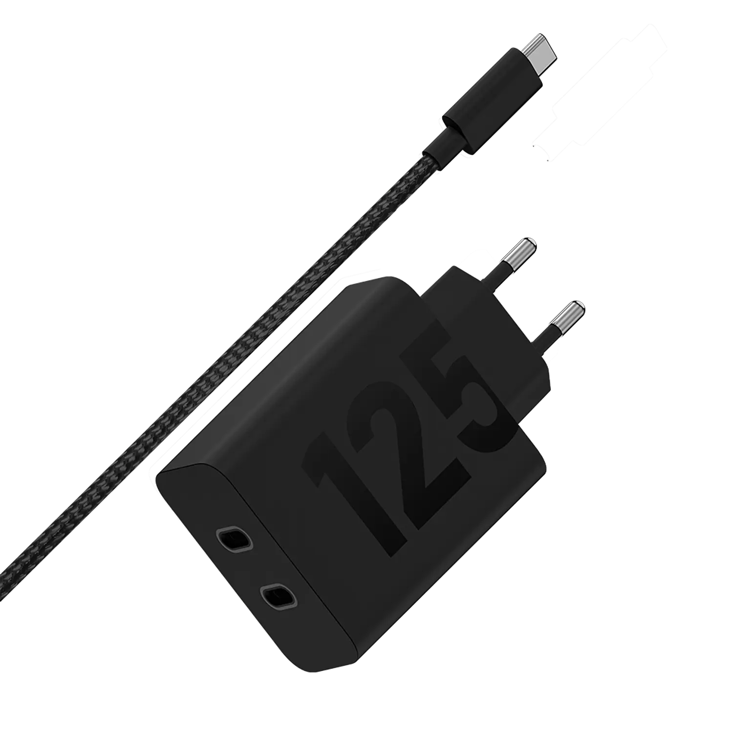 Motorola TurboPower 125W Duo, Cargador GaN 2x USB-C, Carga Rápida, Cable 2 m, Negro 2