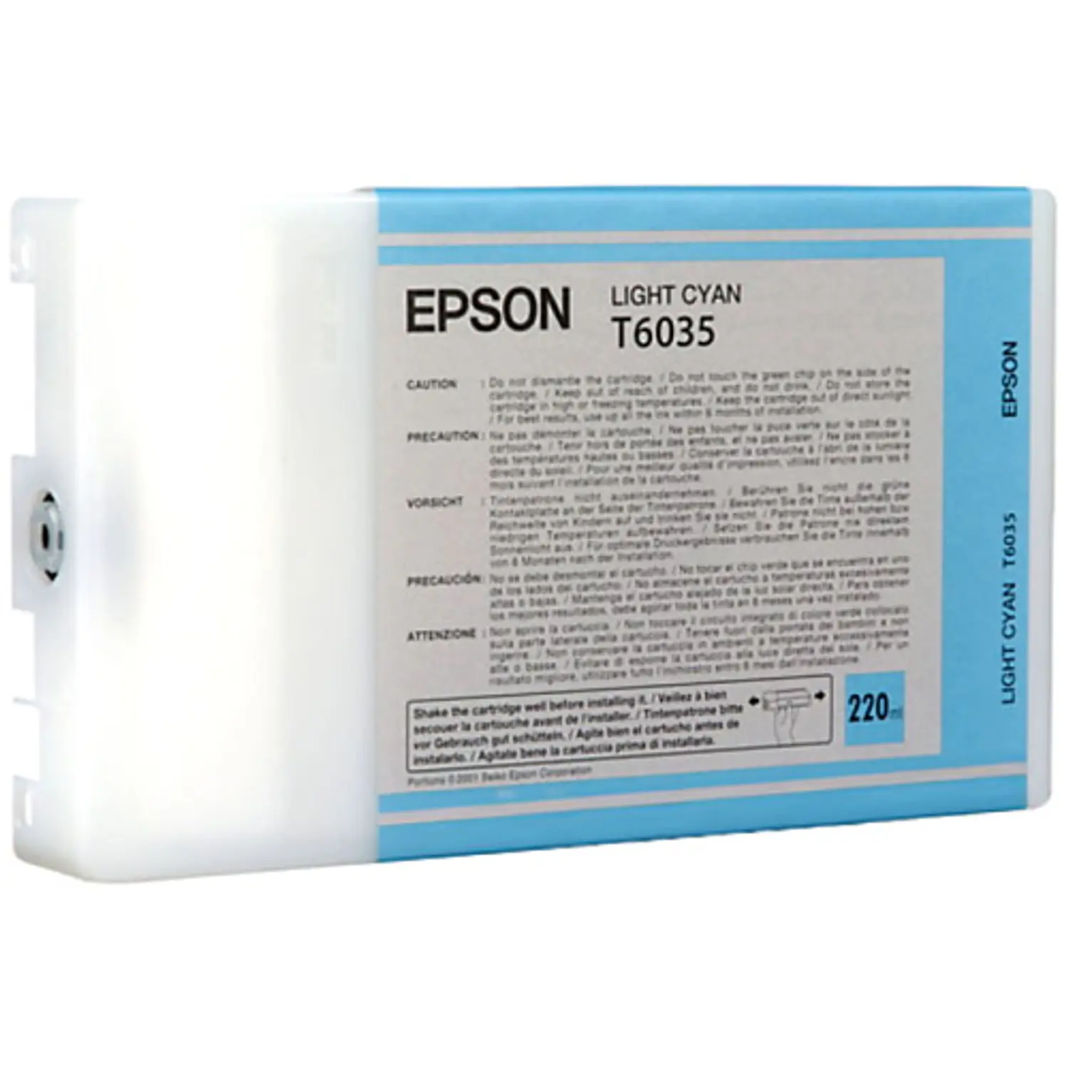 Epson T603500, Cartucho de Tinta Original Light Cyan 220 ml, UltraChrome K3, Stylus Pro 7800/7880/9800/9880 1