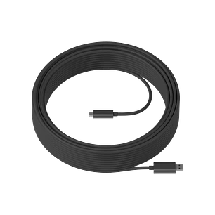 Logitech Strong USB, Cable Óptico Activo USB-A a USB-C, 25 m, USB 3.2 Gen 2, 10 Gbps, Gris Oscuro