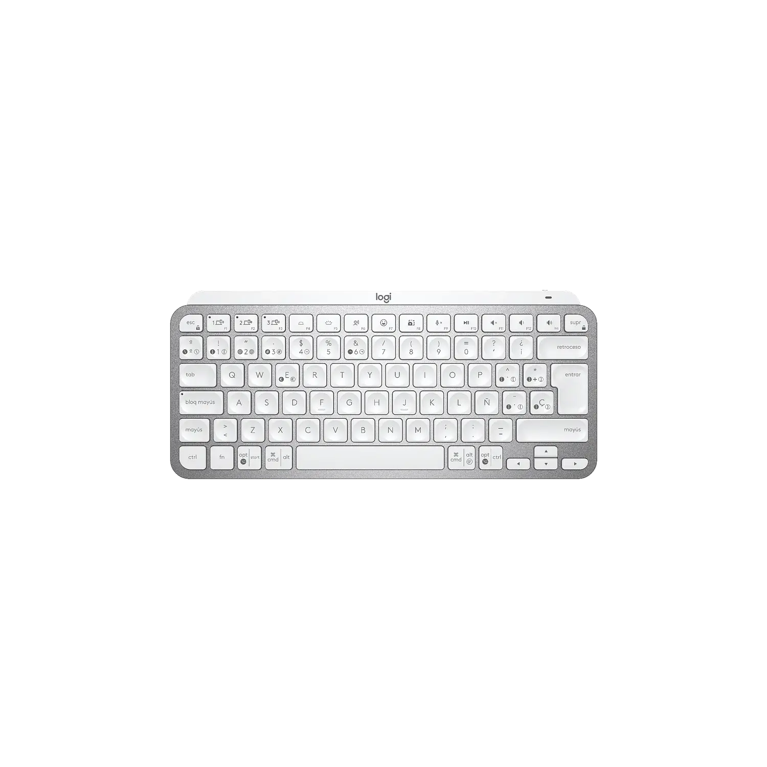 Logitech MX Keys Mini, Teclado Inalámbrico Compacto, Bluetooth, Retroiluminado, Español, Gris Pálido 1