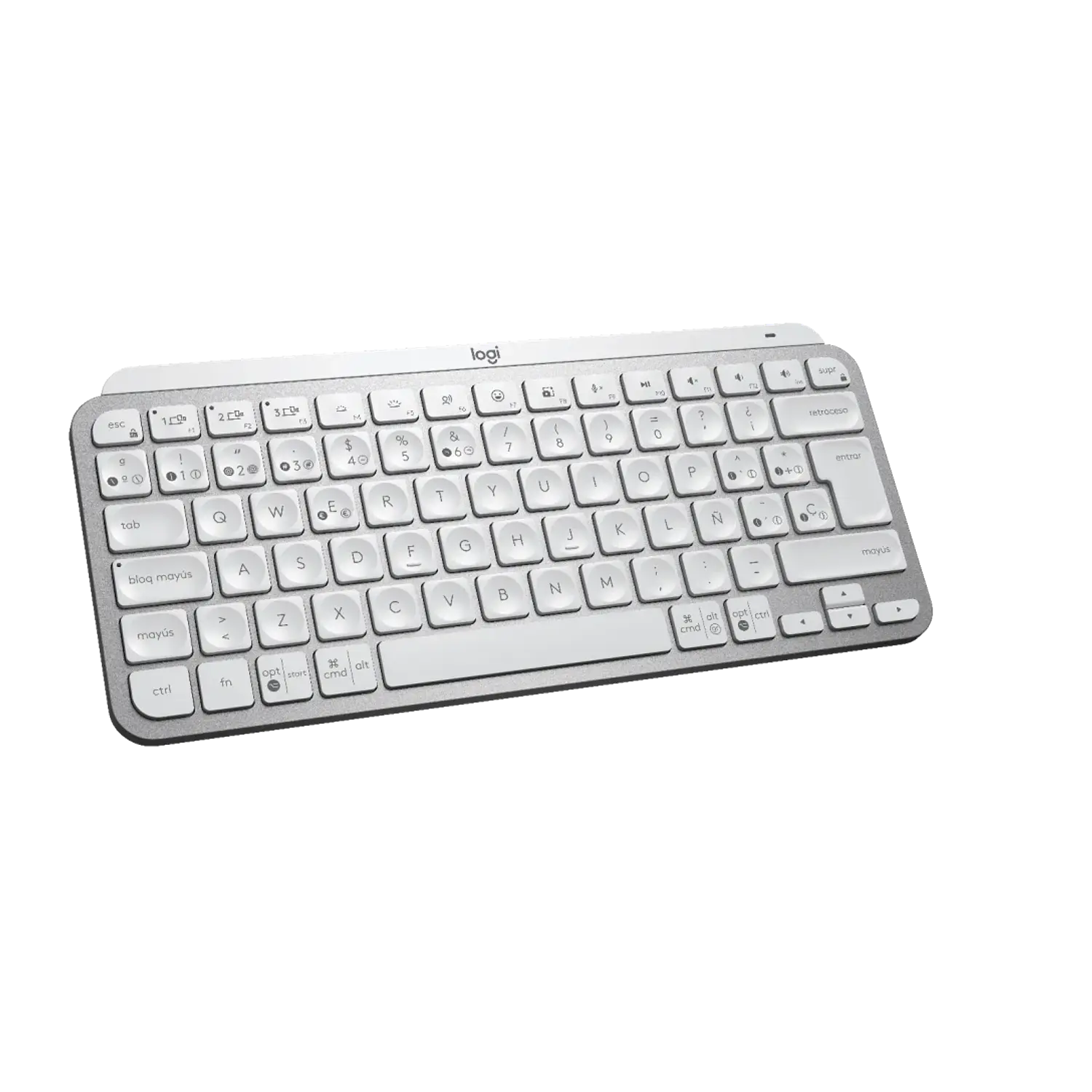 Logitech MX Keys Mini, Teclado Inalámbrico Compacto, Bluetooth, Retroiluminado, Español, Gris Pálido 3