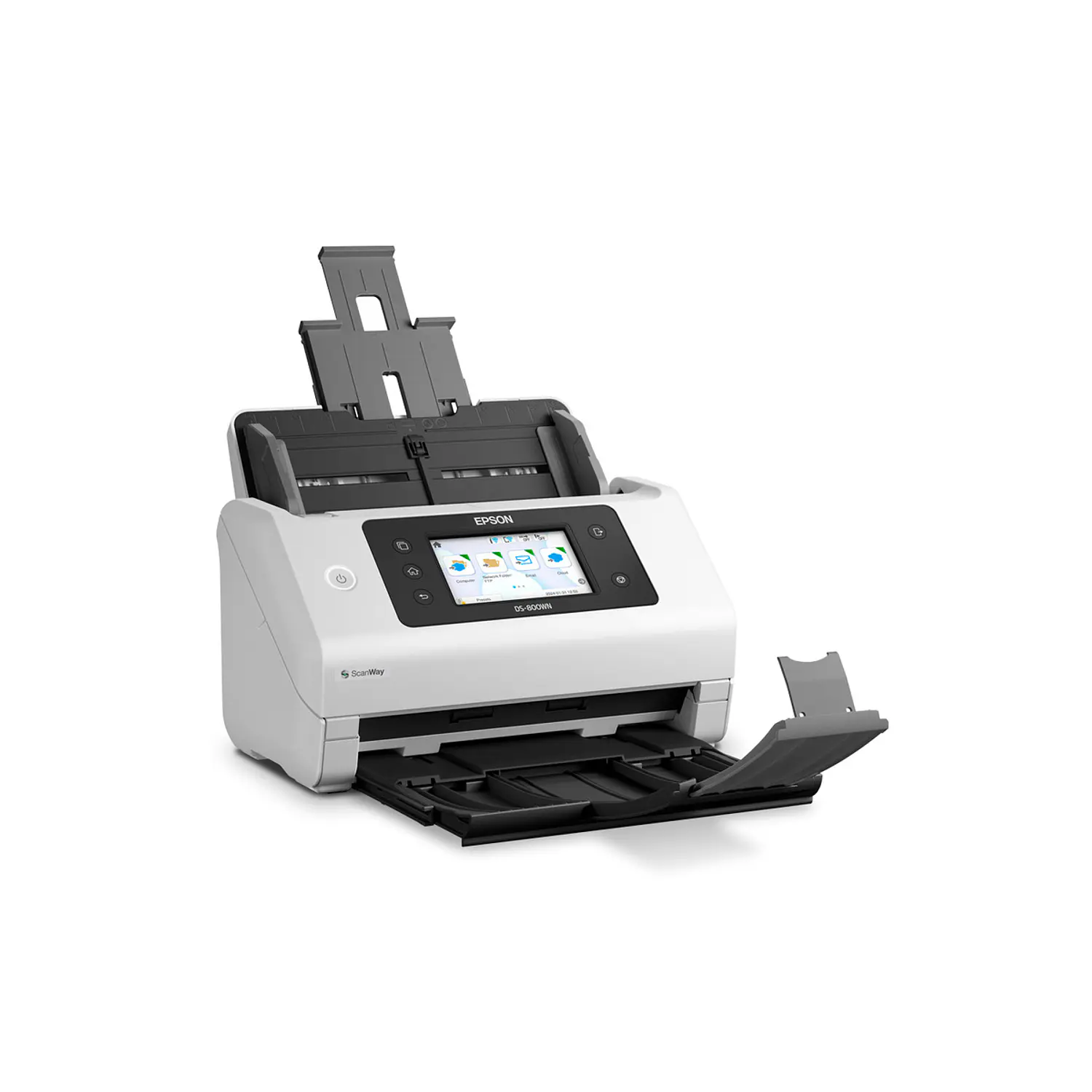 Epson DS-800WN, Escáner Dúplex 50 ppm, ADF 100 Hojas, Wi-Fi, Ethernet, USB 3.2, Pantalla 4.3