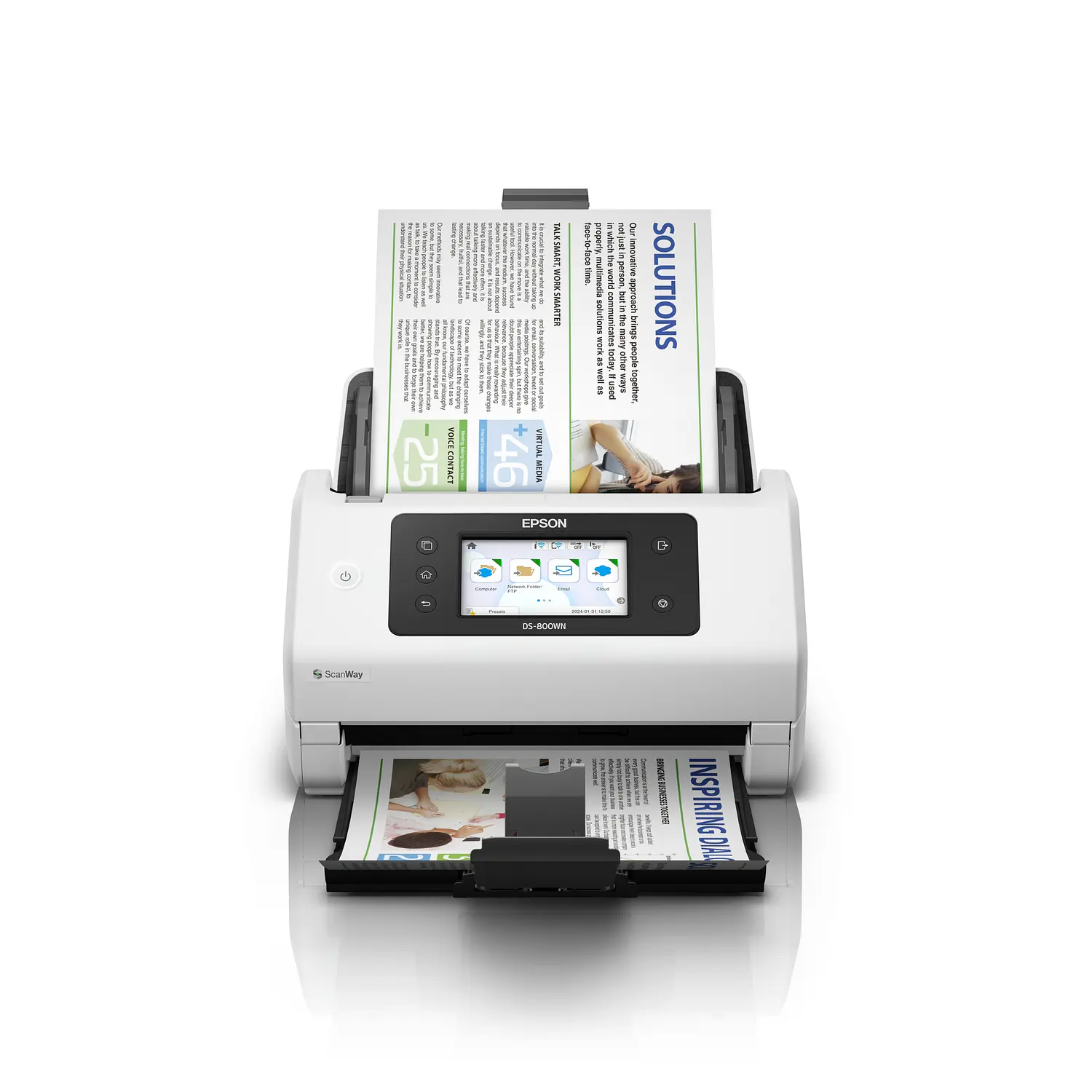 Epson DS-800WN, Escáner Dúplex 50 ppm, ADF 100 Hojas, Wi-Fi, Ethernet, USB 3.2, Pantalla 4.3