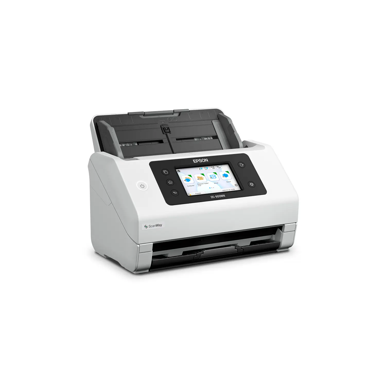 Epson DS-900WN, Escáner Dúplex 70 ppm, ADF 100 Hojas, Wi-Fi, Ethernet, USB 3.0, Pantalla 4.3