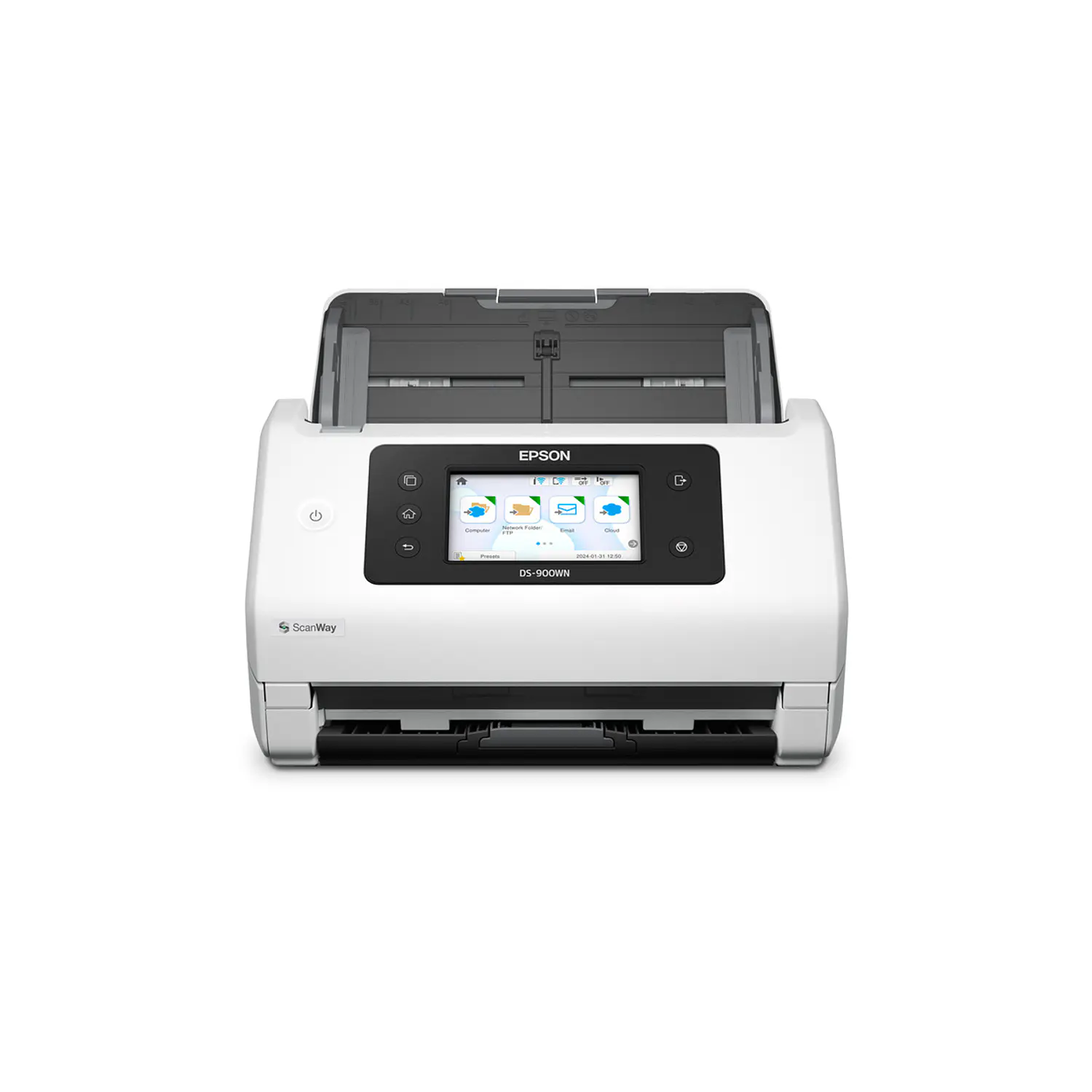 Epson DS-900WN, Escáner Dúplex 70 ppm, ADF 100 Hojas, Wi-Fi, Ethernet, USB 3.0, Pantalla 4.3