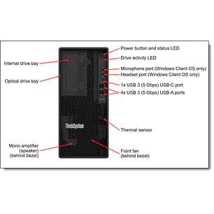 Lenovo ThinkSystem ST45 V3, Servidor Torre AMD EPYC 4124P, 16GB DDR5 ECC, 2TB HDD, 300W