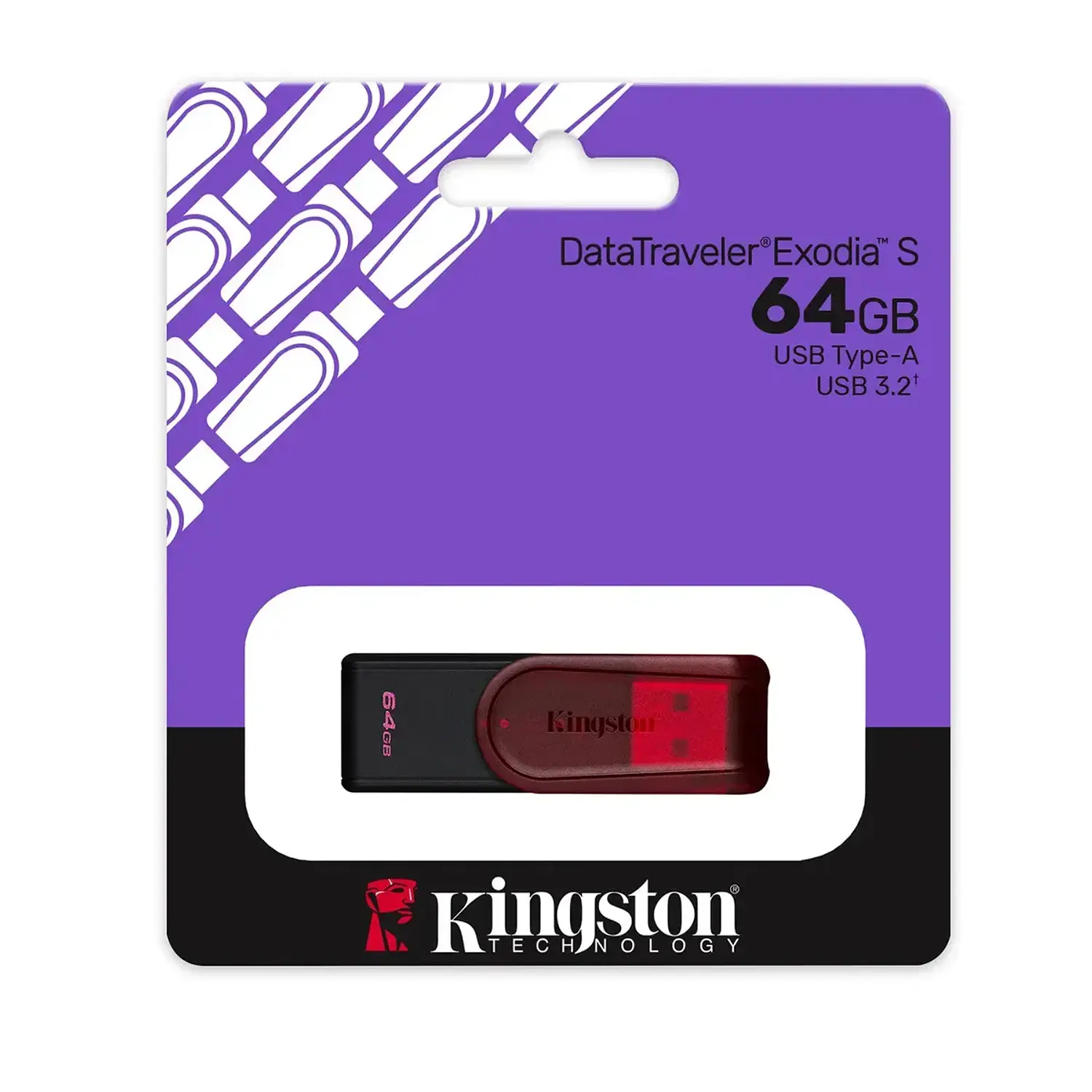 Kingston DataTraveler Exodia S KC-U3C64-7TR, Pendrive 64GB, USB 3.2 Gen 1, USB-A, Rojo 1