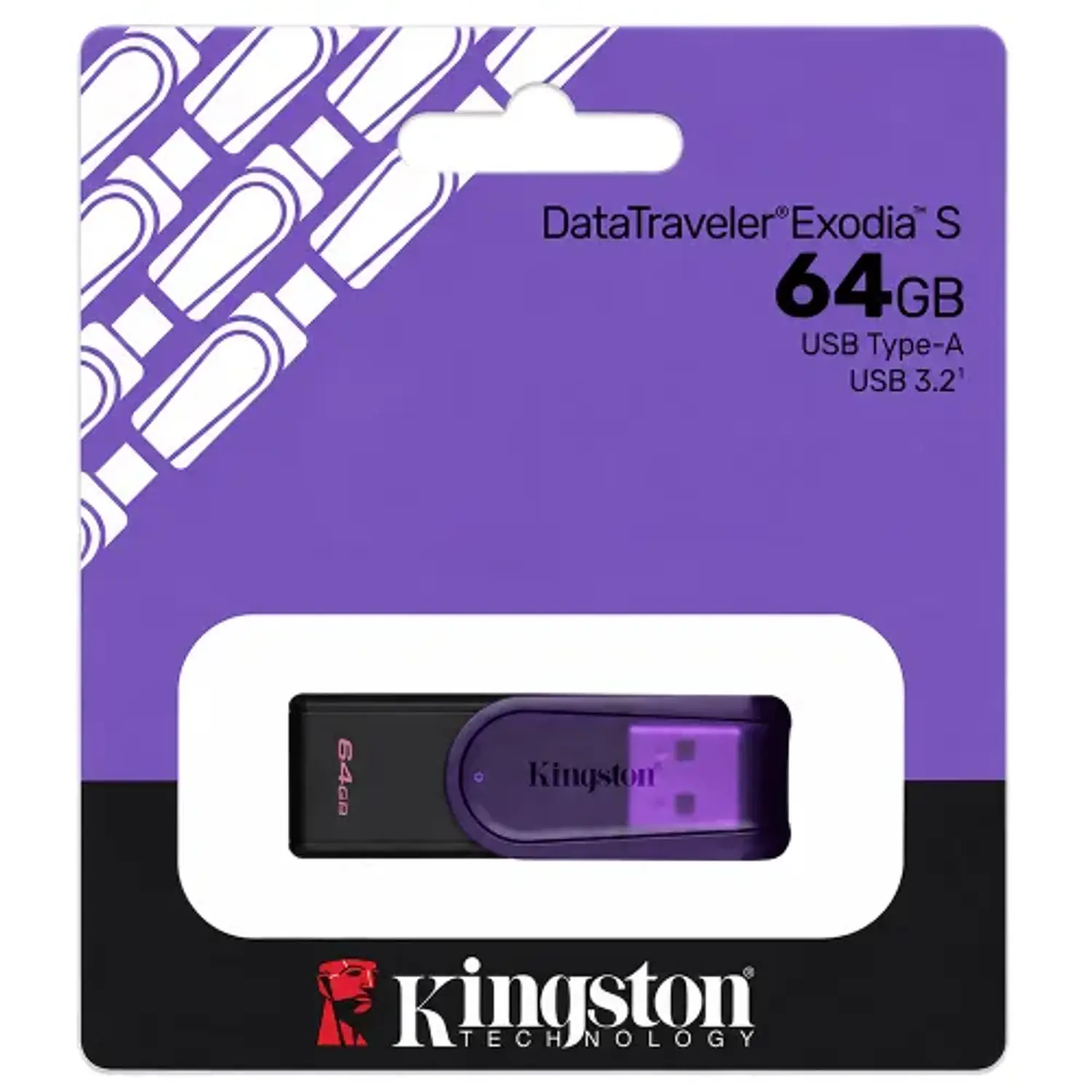 Kingston DataTraveler Exodia S KC-U3C64-7TP, Pendrive 64GB, USB 3.2 Gen 1, USB-A, Morado 1
