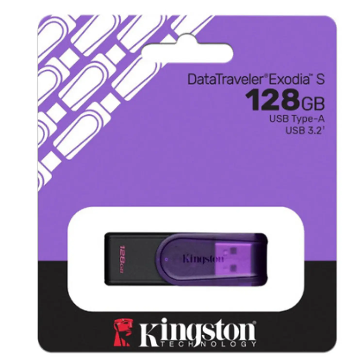 Kingston DataTraveler Exodia S KC-U3C128-7TP, Pendrive 128GB, USB 3.2 Gen 1, USB-A, Morado 1