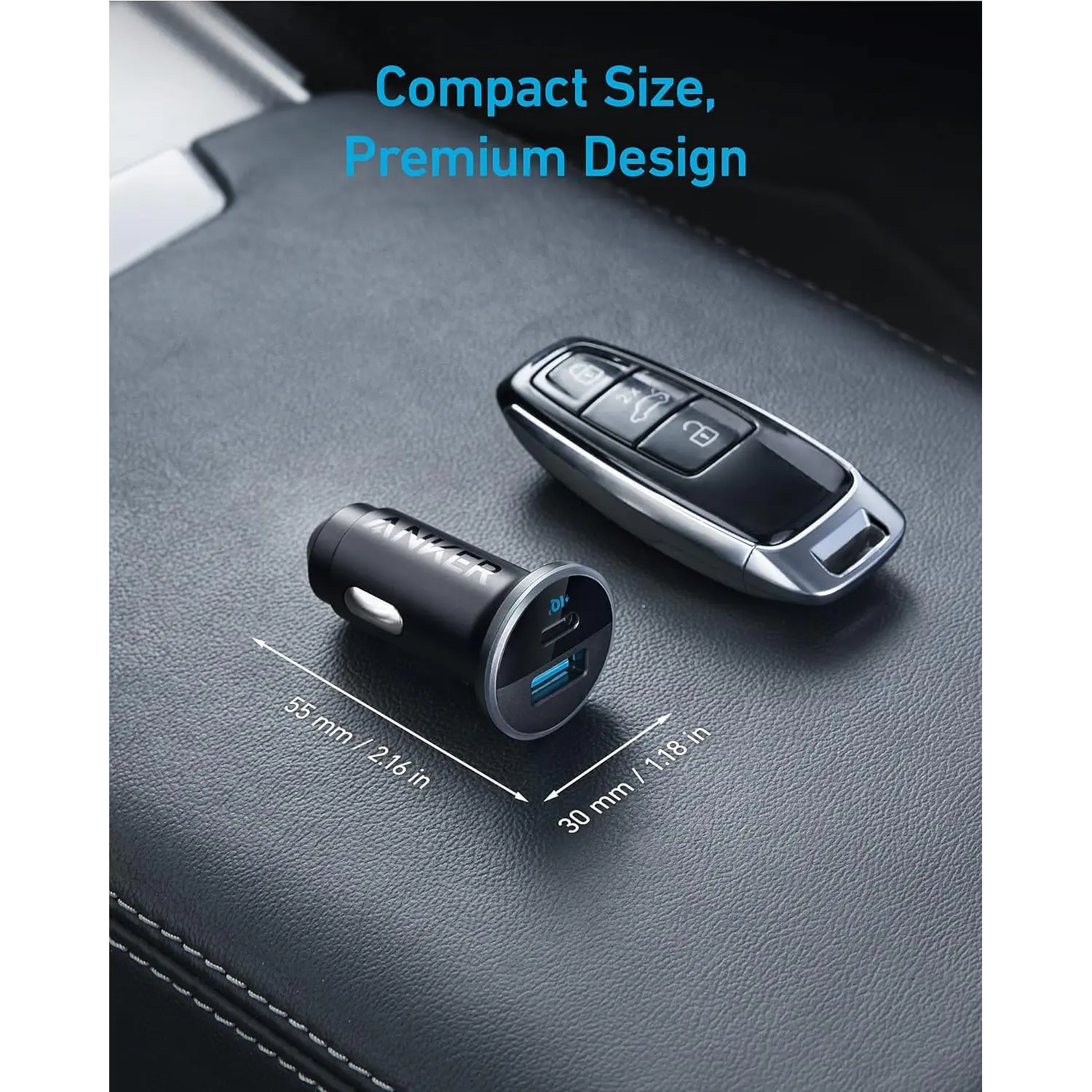 Anker 323 A2735H11, Cargador para Auto 52.5W, USB-C 30W + USB-A 22.5W, ActiveShield 2.0 3