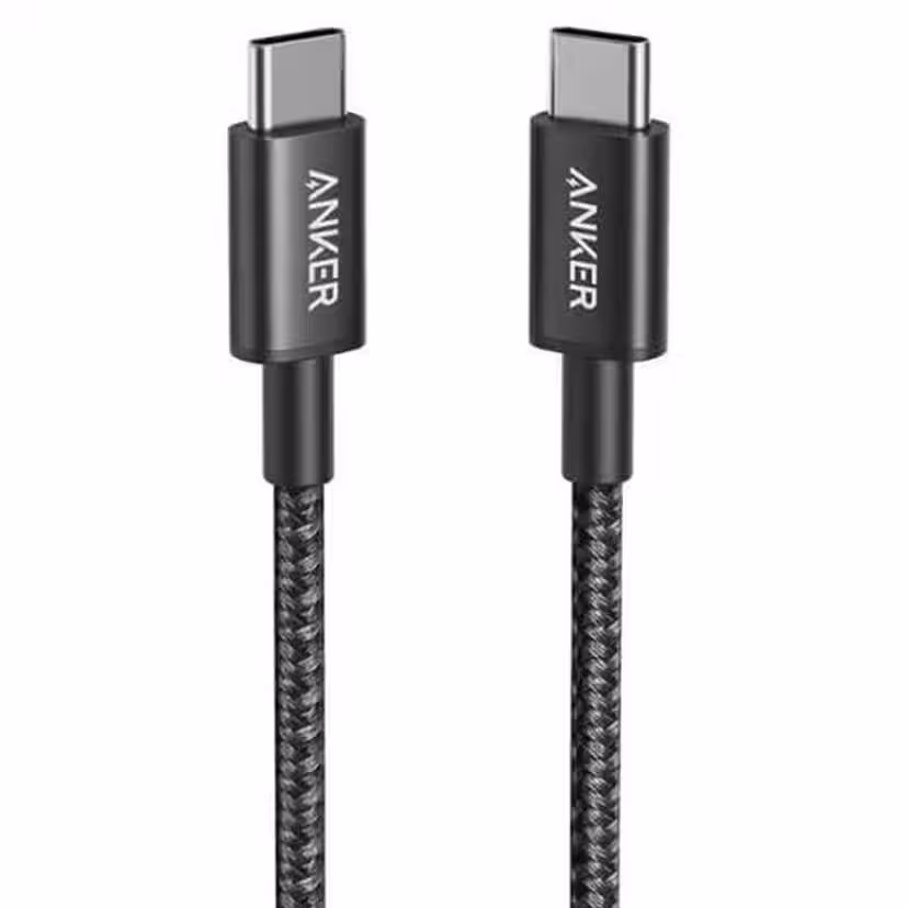 Anker A8753H11, Cable USB-C a USB-C 1,8m, 60W Power Delivery, 480Mbps, Nylon Trenzado, Negro