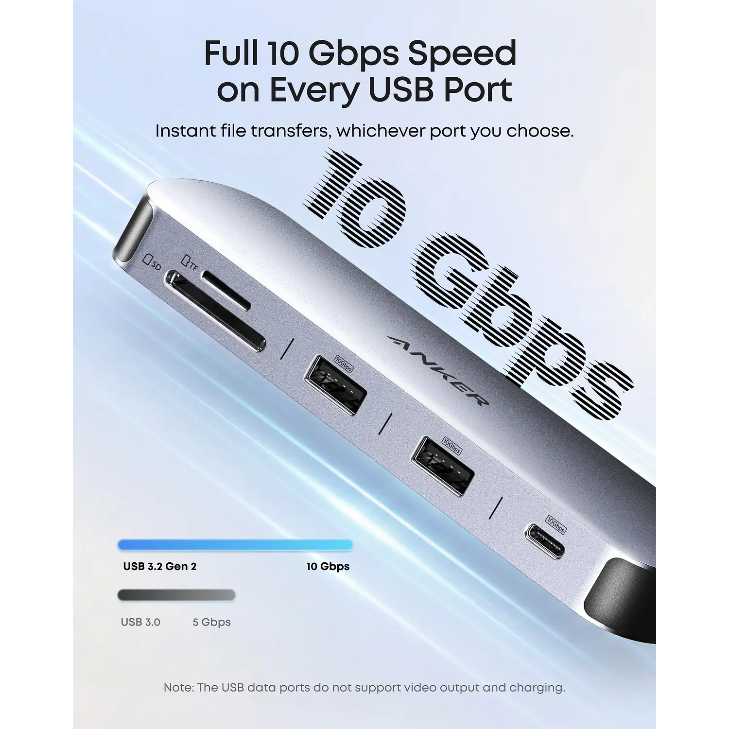 Anker Nano A210BJA1, Hub USB-C 8 en 1, 2 HDMI, 10Gbps, PD 85W, SD/microSD, Plateado 6